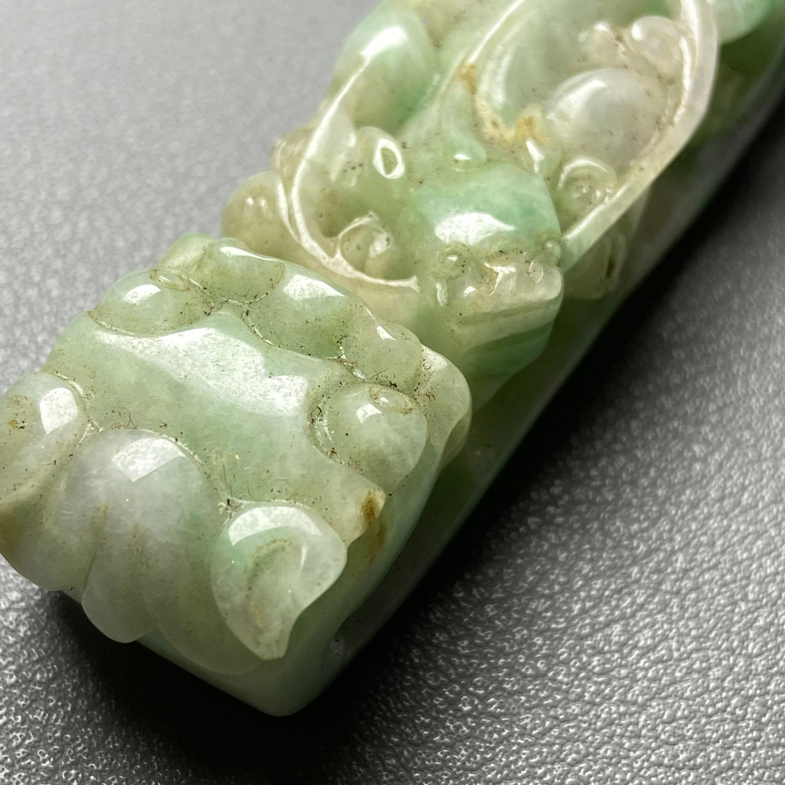 Antique Chinese Apple Green Jadeite Jade Dragon Belt Hook - 8