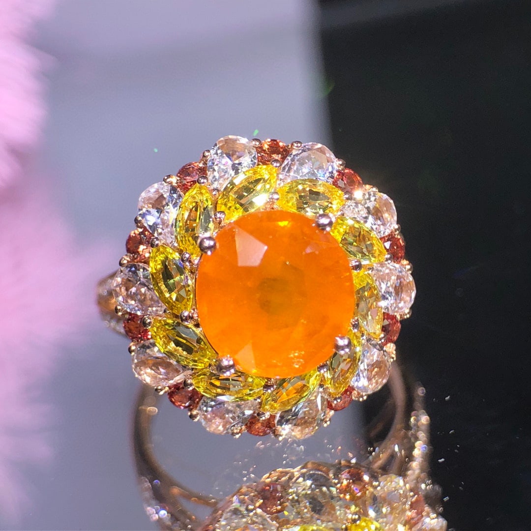 14K GOLD 3.05 CT NATURAL PARTSCHINITE & DIAMOND RING - 2