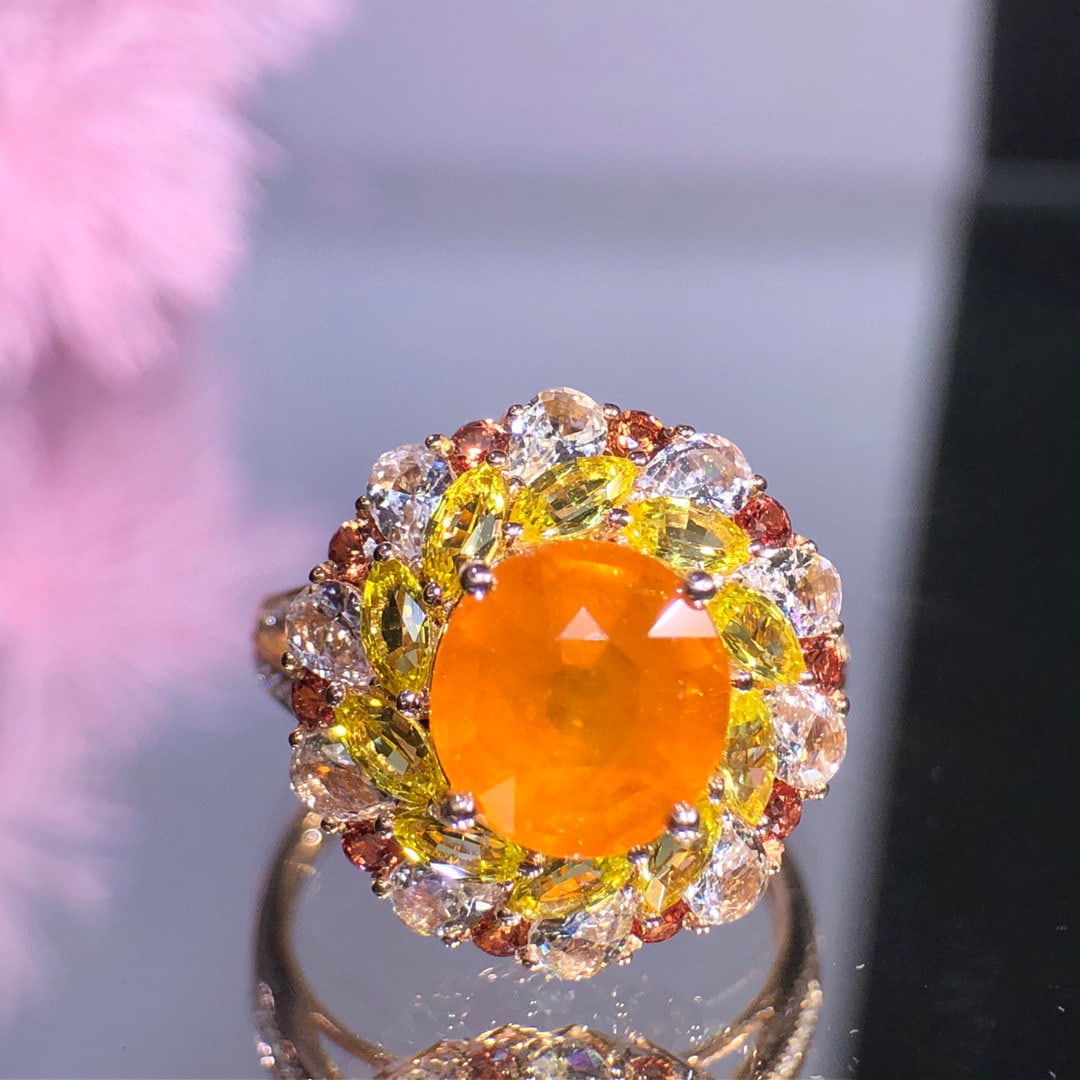 14K GOLD 3.05 CT NATURAL PARTSCHINITE & DIAMOND RING - 3