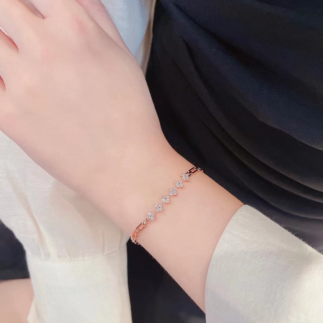 14K GOLD 0.43 CT NATURAL H DIAMOND BRACELET - 4