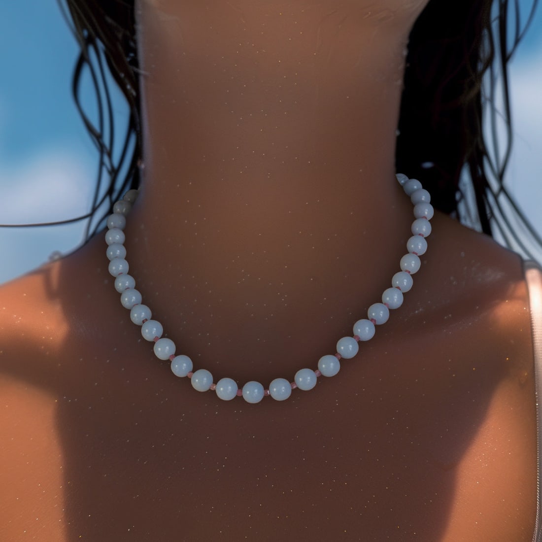 Angelite Tourmaline Necklace - 8