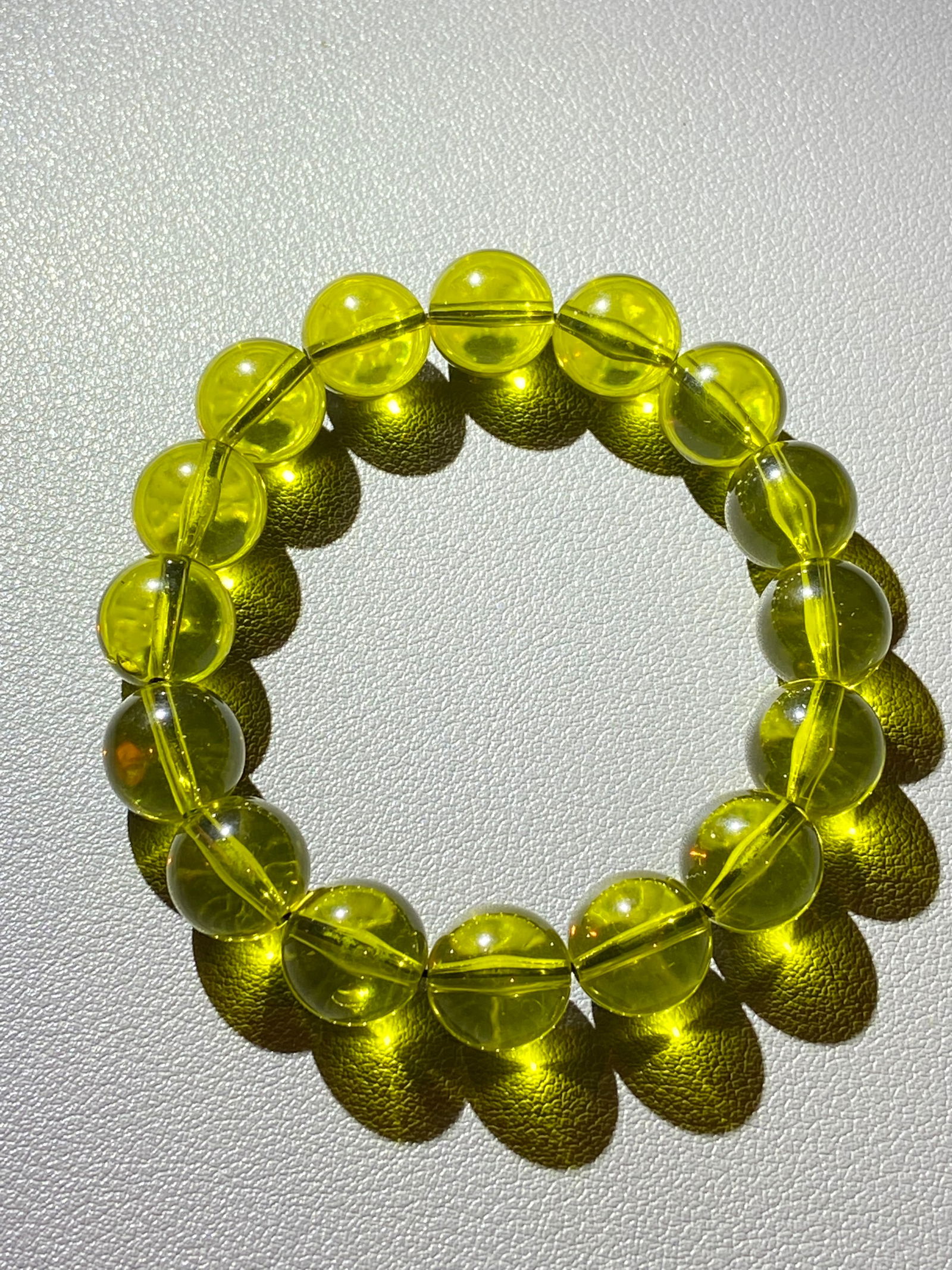 12mm Vintage Large Golden Blue Amber-like Early Plastic Beads Bracelet - 2