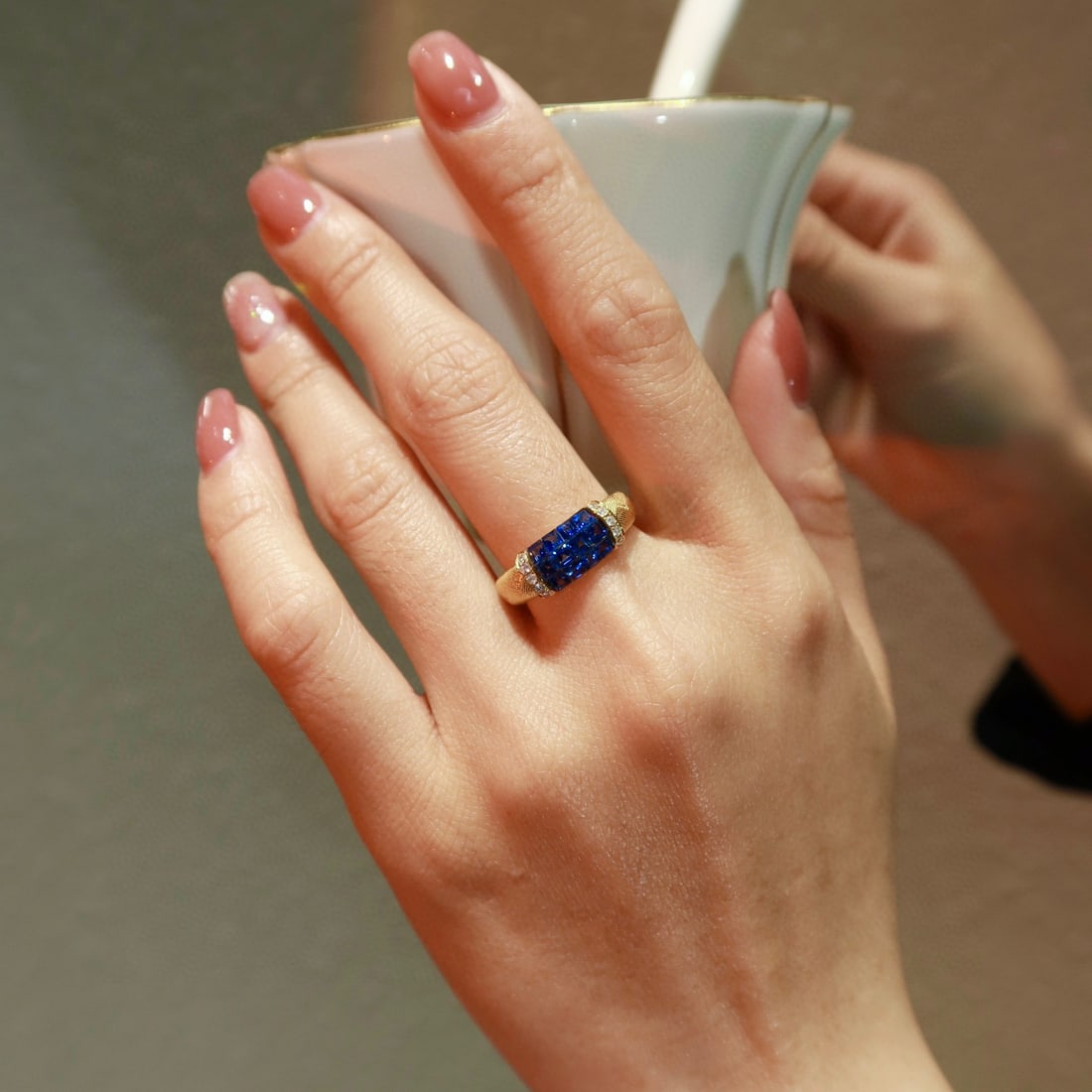 14K GOLD 1.2 CT NATURAL SAPPHIRE & DIAMOND RING - 5