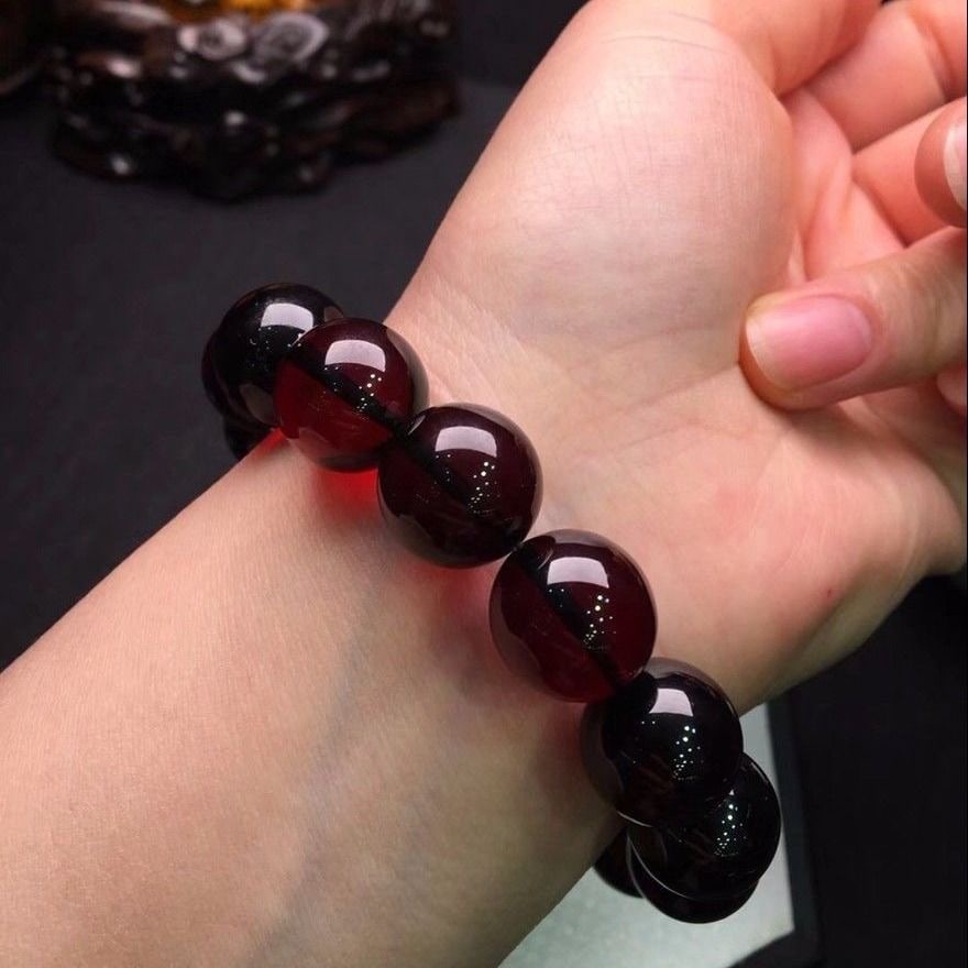 20mm Vintage Cherry Amber-like Beads Elastic Bracelet - 8