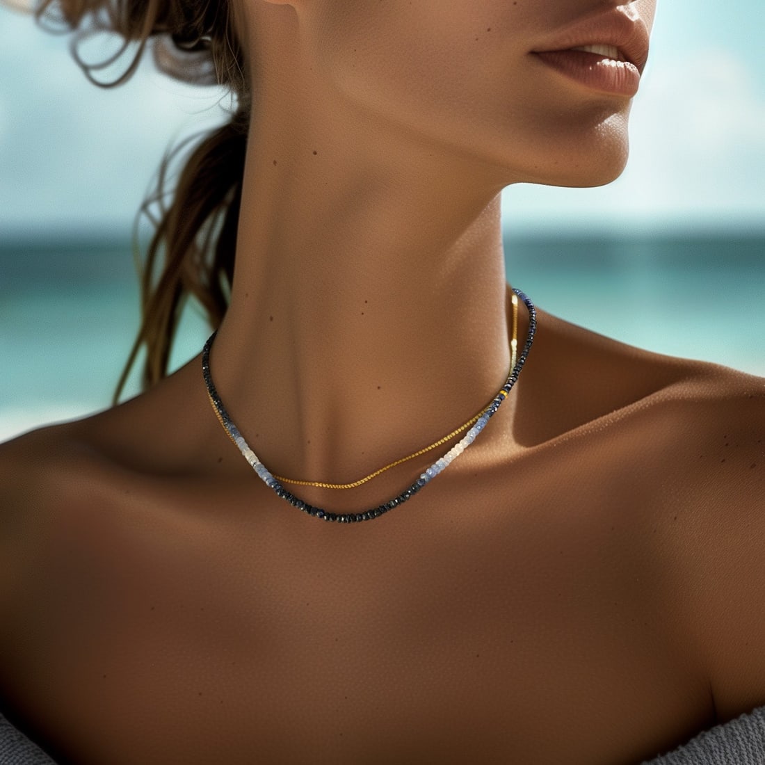 Birthstone September Blue Sapphire Ombre Necklace - 7