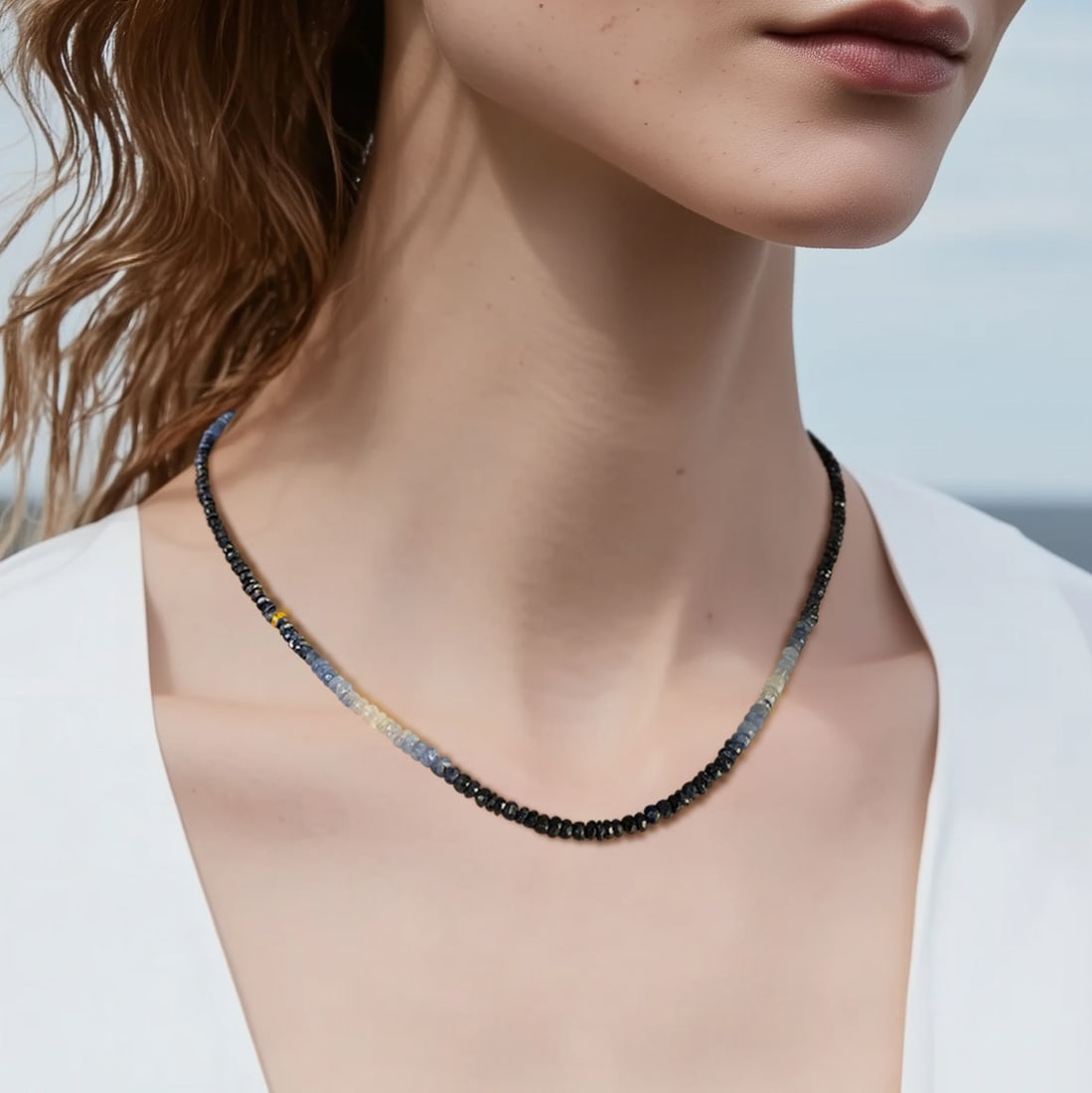 Birthstone September Blue Sapphire Ombre Necklace - 9