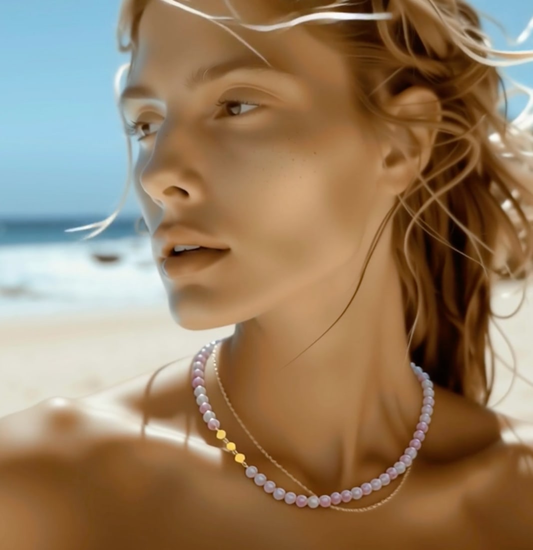 Pink Tourmaline Half-moon Necklace - 7