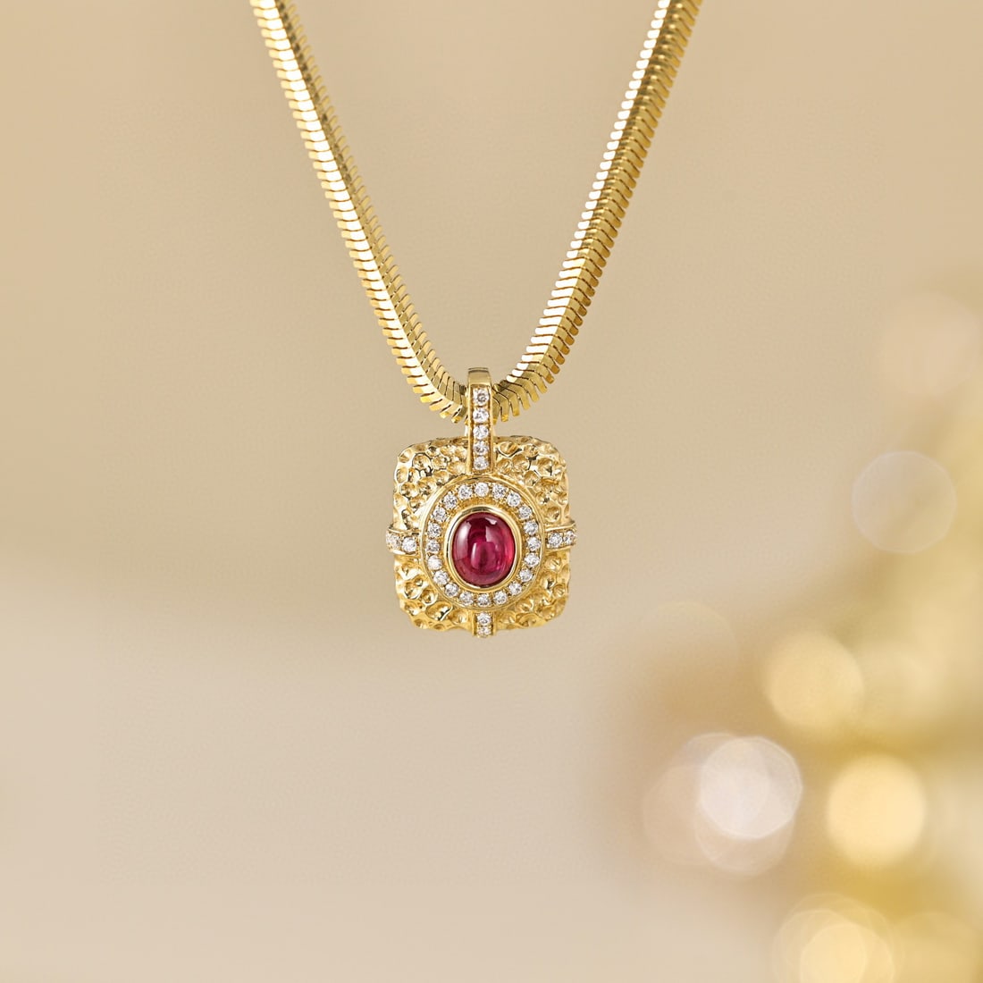 14K GOLD 0.45 CT NATURAL RUBY & DIAMOND PENDANT (1 of 3)