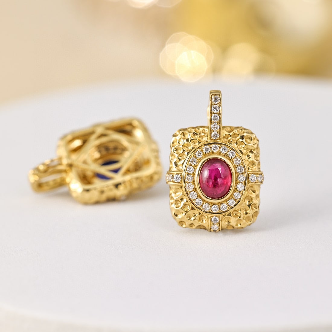 14K GOLD 0.45 CT NATURAL RUBY & DIAMOND PENDANT - 2