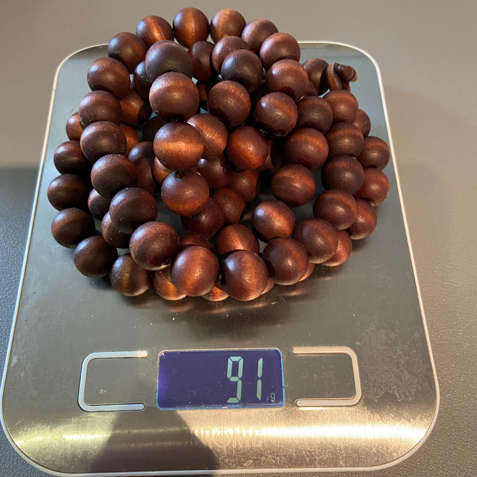 Vintage Rosewood 85 large wooden beads cat eye effect Necklace - 6