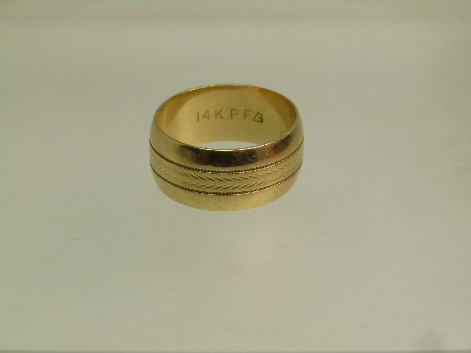 Vintage 14kt 7.5mm Wedding Band, Signed PFG, Sz. 5, 1980's - 4