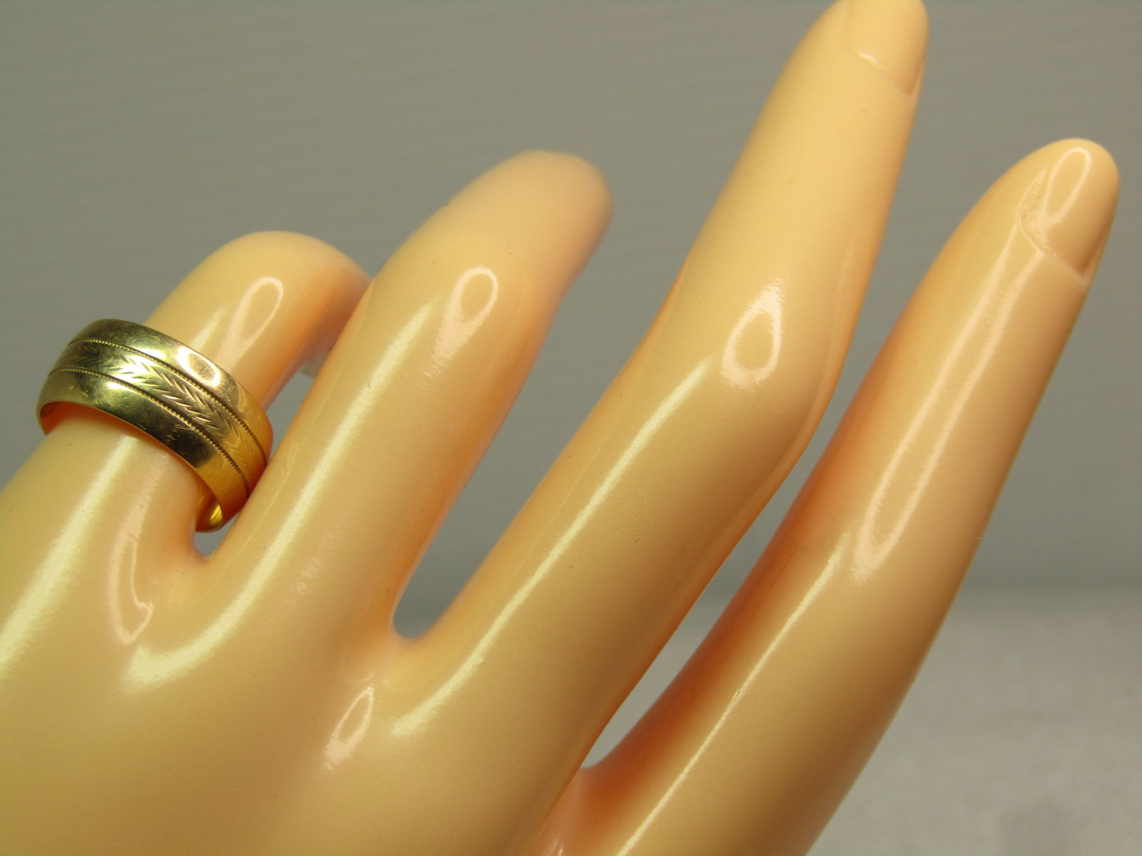 Vintage 14kt 7.5mm Wedding Band, Signed PFG, Sz. 5, 1980's - 6