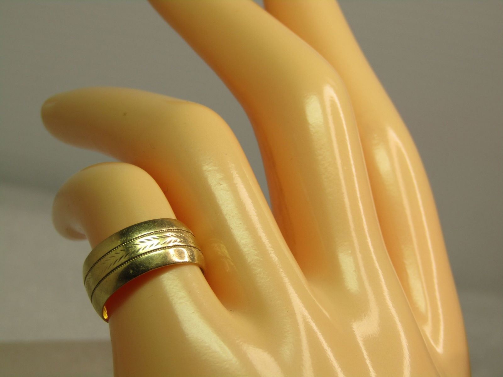 Vintage 14kt 7.5mm Wedding Band, Signed PFG, Sz. 5, 1980's - 7