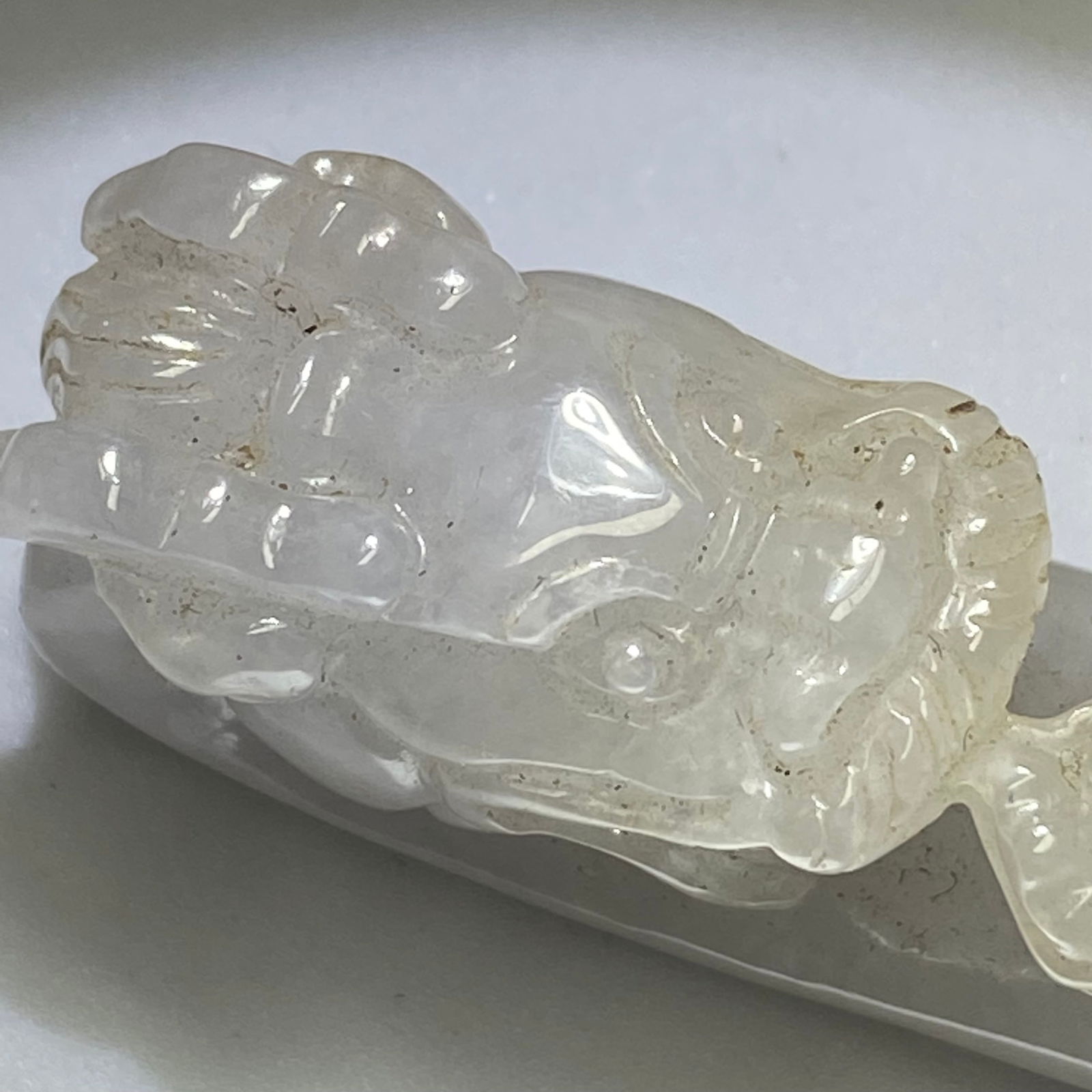 Antique Chinese White Jade Icy Jadeite Jade Dragon Belt Hook - 10