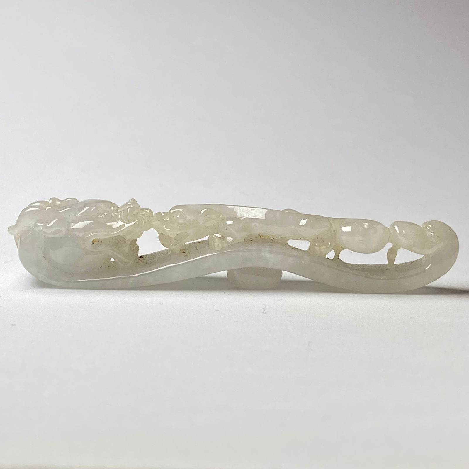 Antique Chinese White Jade Icy Jadeite Jade Dragon Belt Hook (1 of 20)