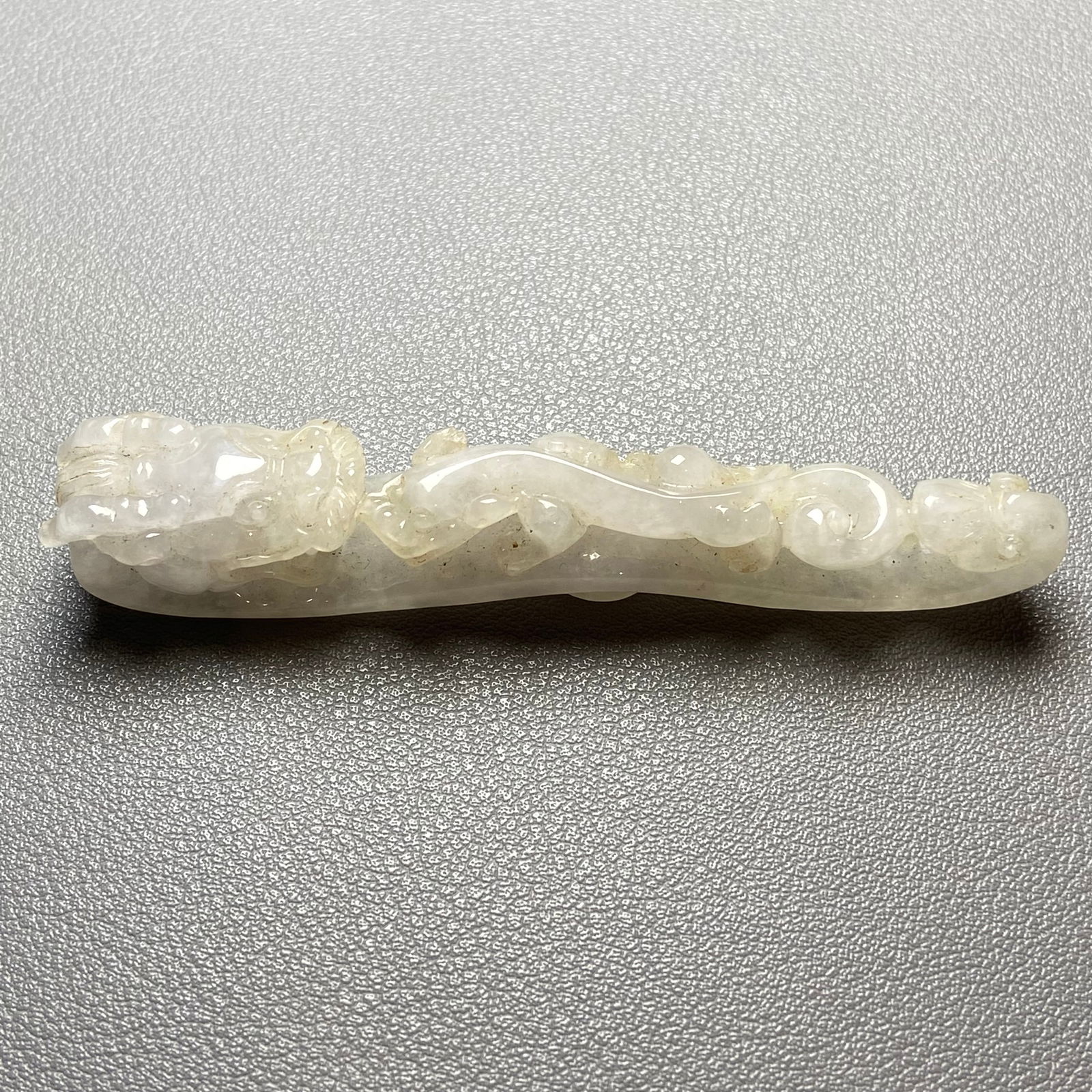 Antique Chinese White Jade Icy Jadeite Jade Dragon Belt Hook - 3