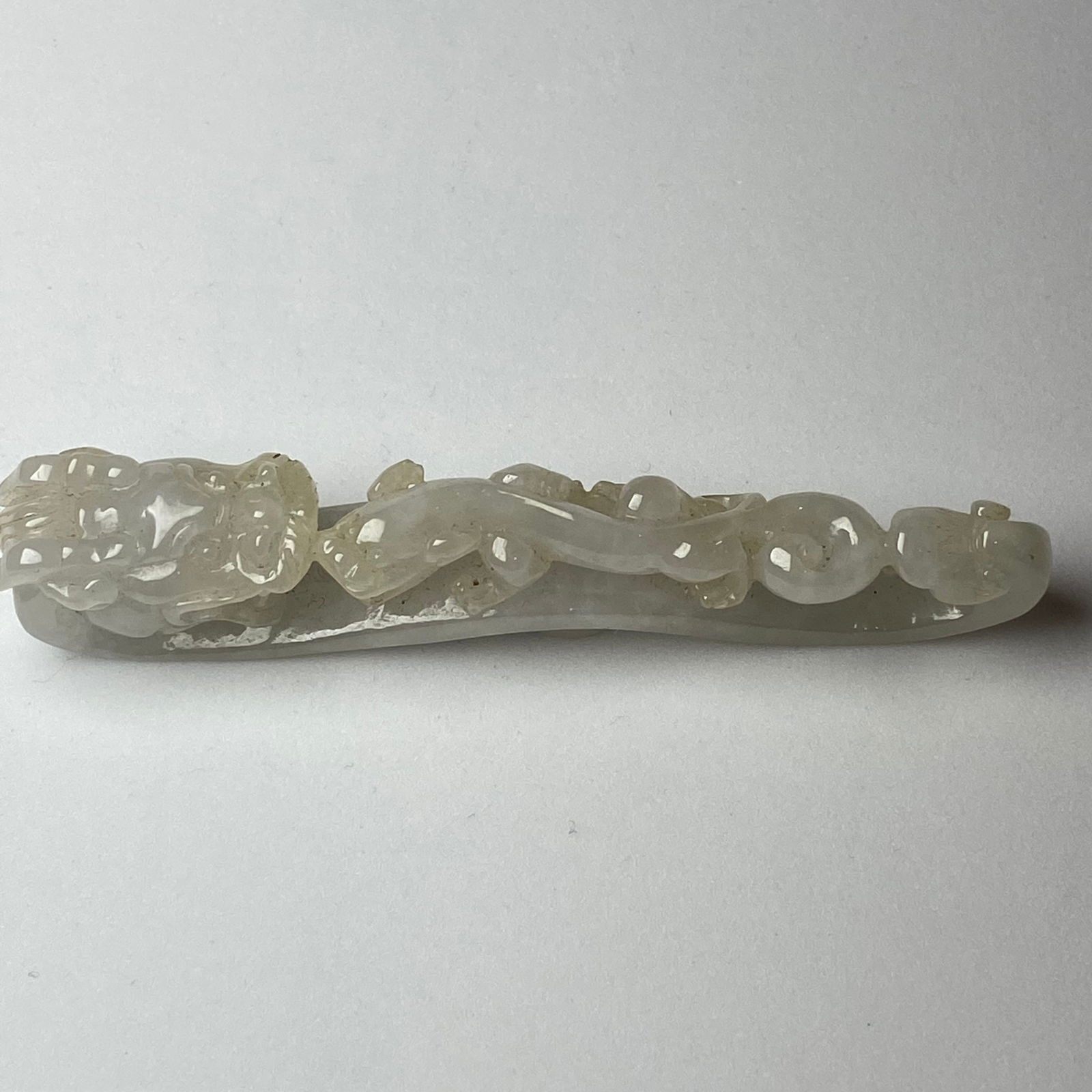 Antique Chinese White Jade Icy Jadeite Jade Dragon Belt Hook - 6