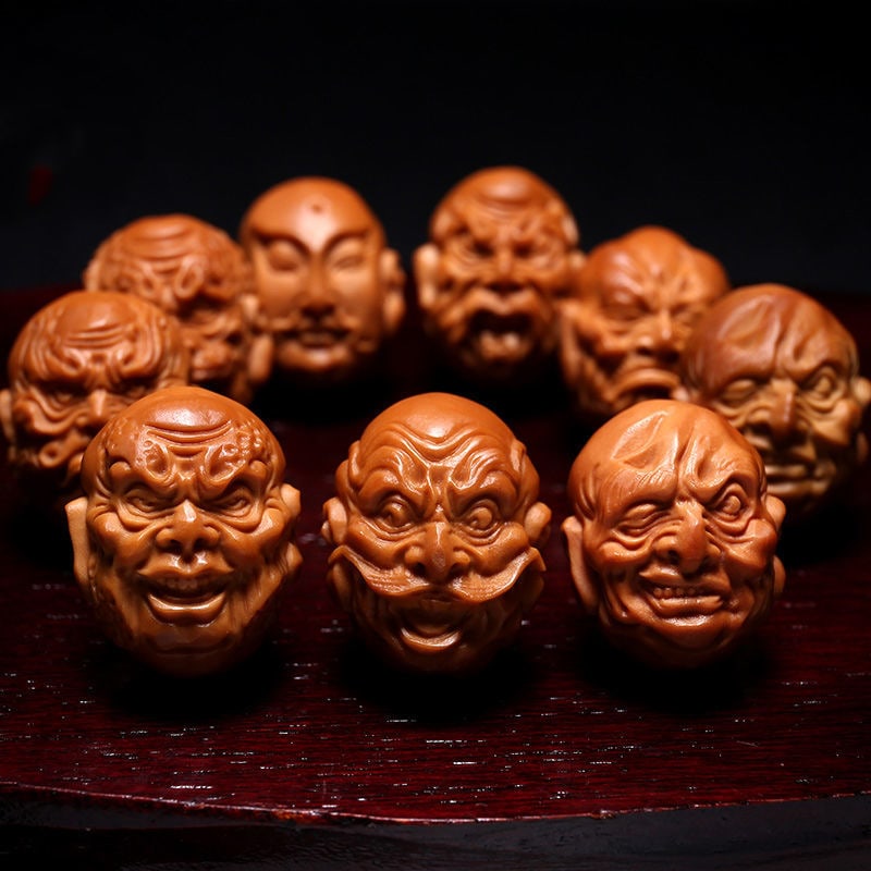 Chinese Olive Pit Hand Carved Double-sided 18 Arhat Bracelet Buddha Amulet - 2