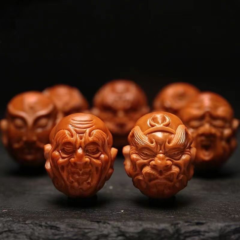 Chinese Olive Pit Hand Carved Double-sided 18 Arhat Bracelet Buddha Amulet - 3