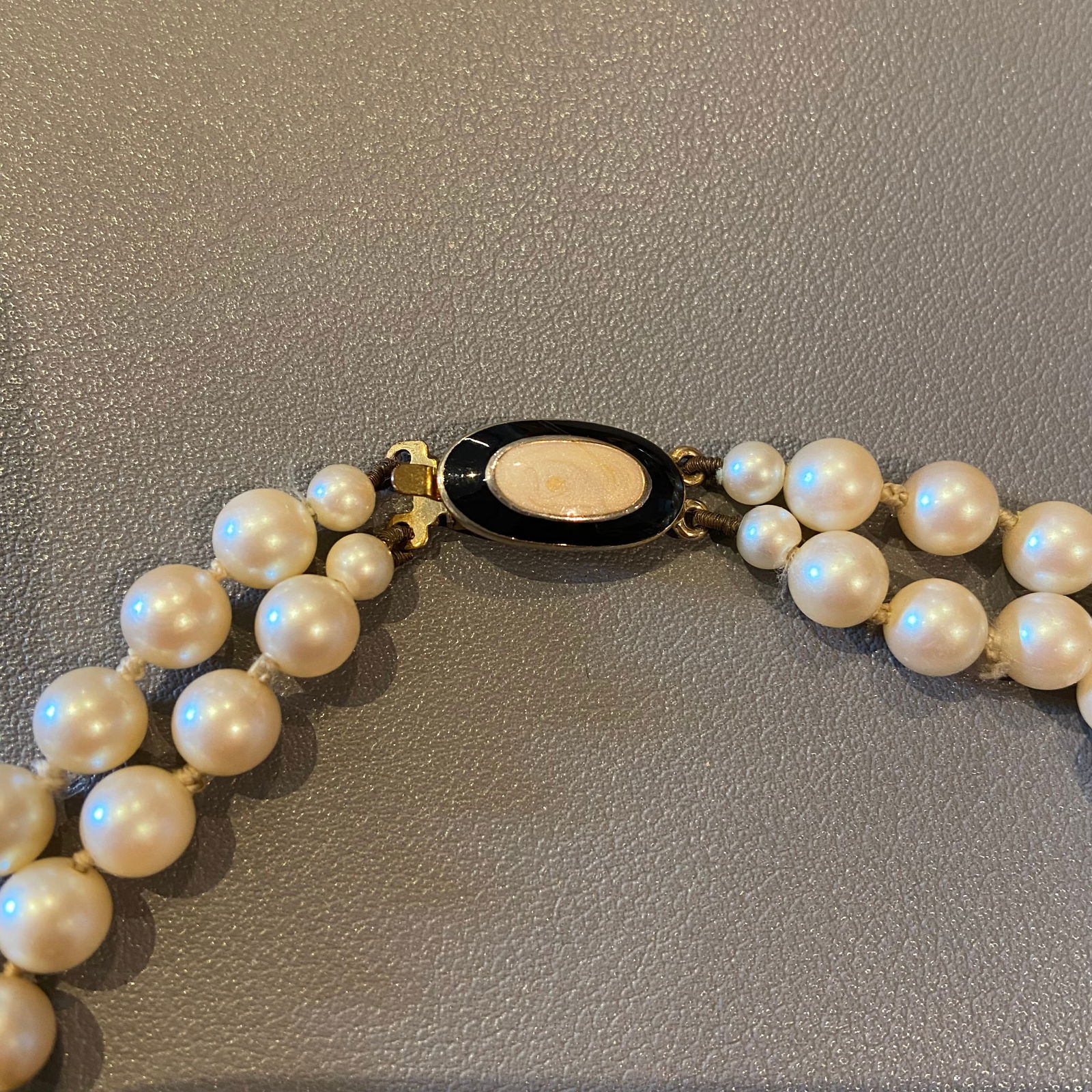 Vintage Double Strand Glass Pearl Choker Necklace - 4