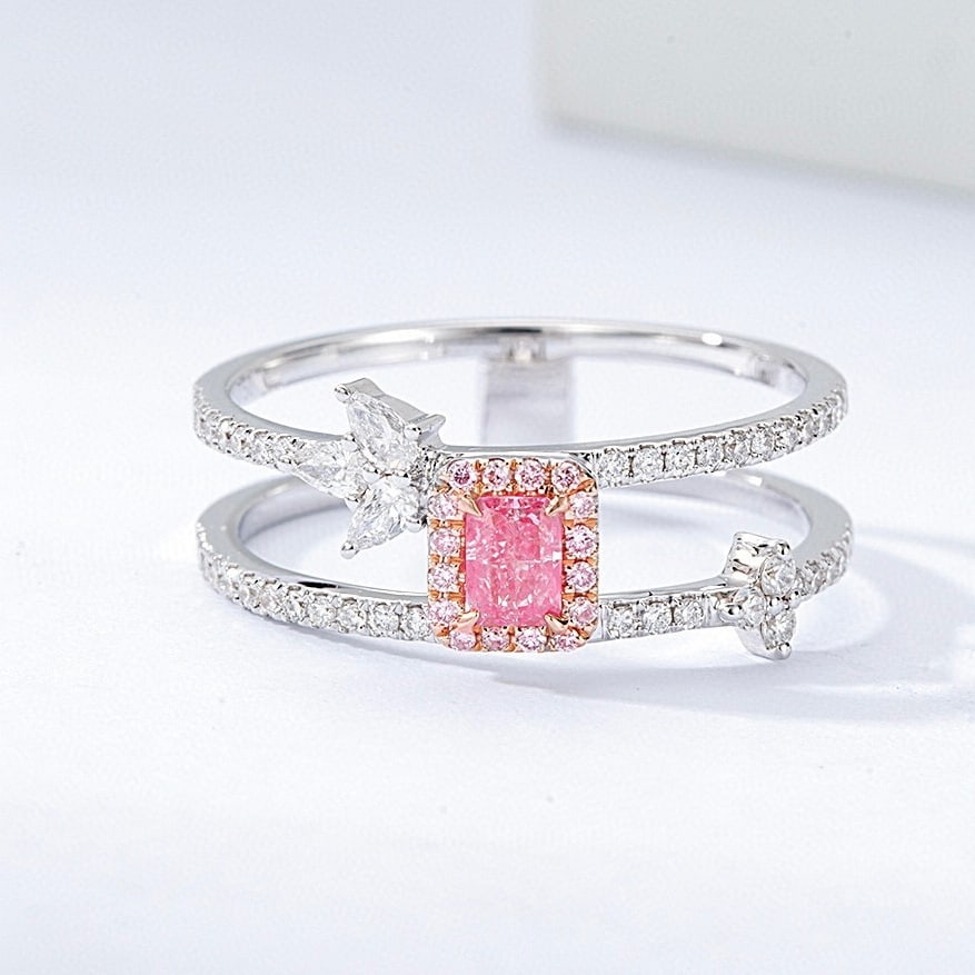 14K GOLD 0.49 CTW NATURAL PINK DIAMOND & DIAMOND RING (1 of 6)