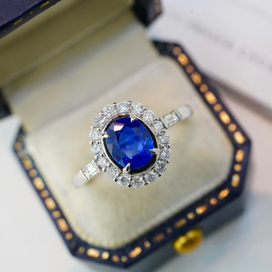 14K GOLD 1.2 CT NATURAL SAPPHIRE & DIAMOND RING - 2