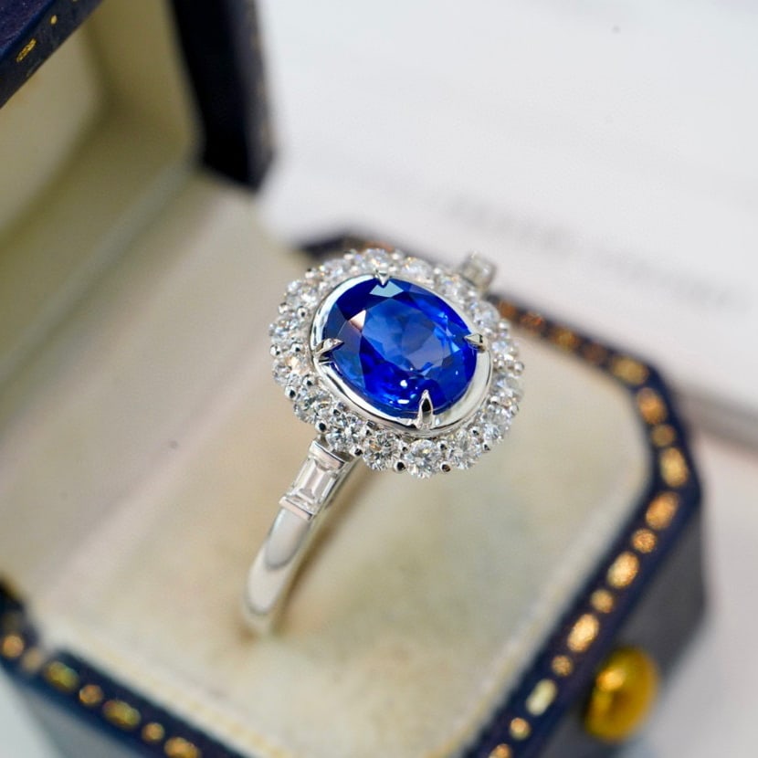 14K GOLD 1.2 CT NATURAL SAPPHIRE & DIAMOND RING - 3