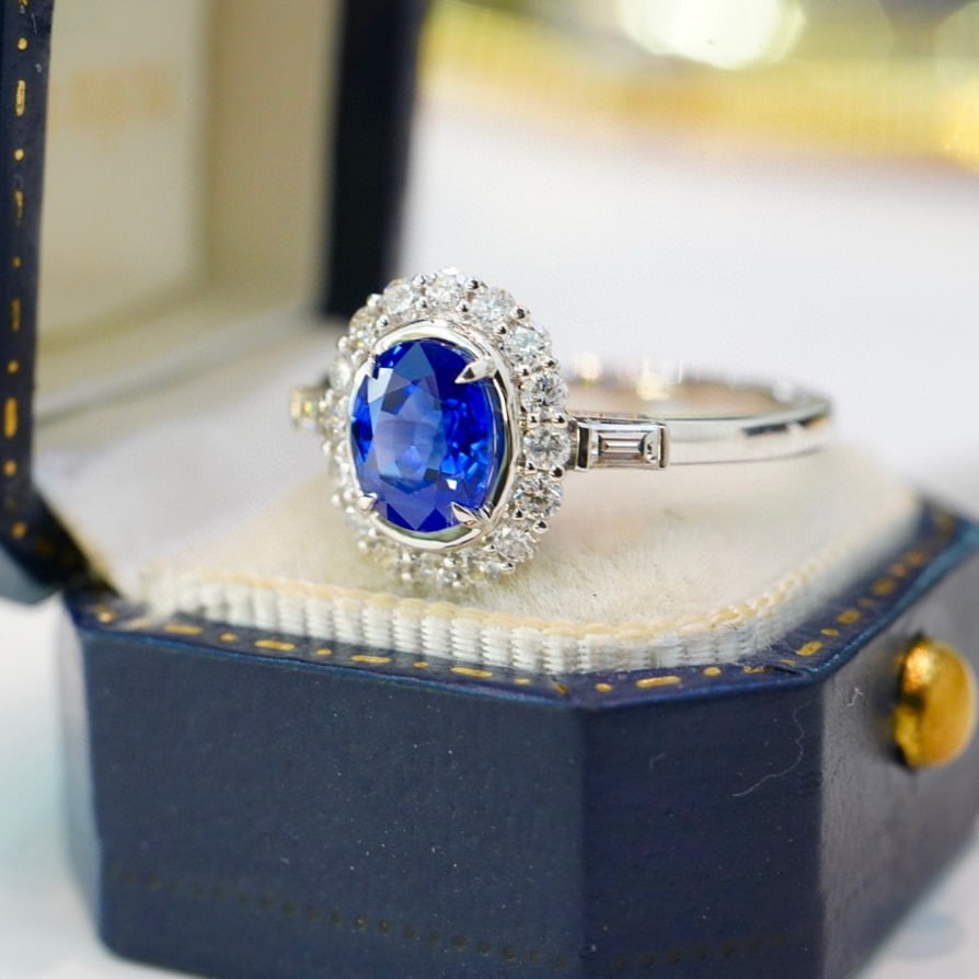 14K GOLD 1.2 CT NATURAL SAPPHIRE & DIAMOND RING - 4