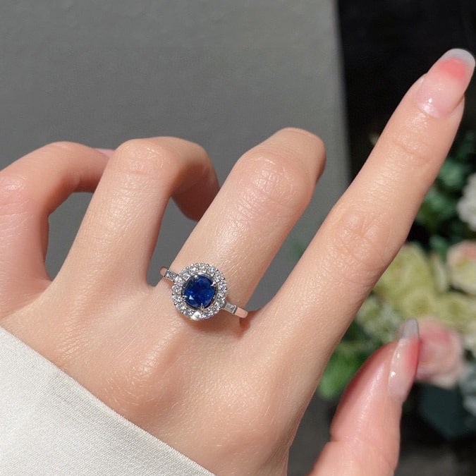 14K GOLD 1.2 CT NATURAL SAPPHIRE & DIAMOND RING - 5