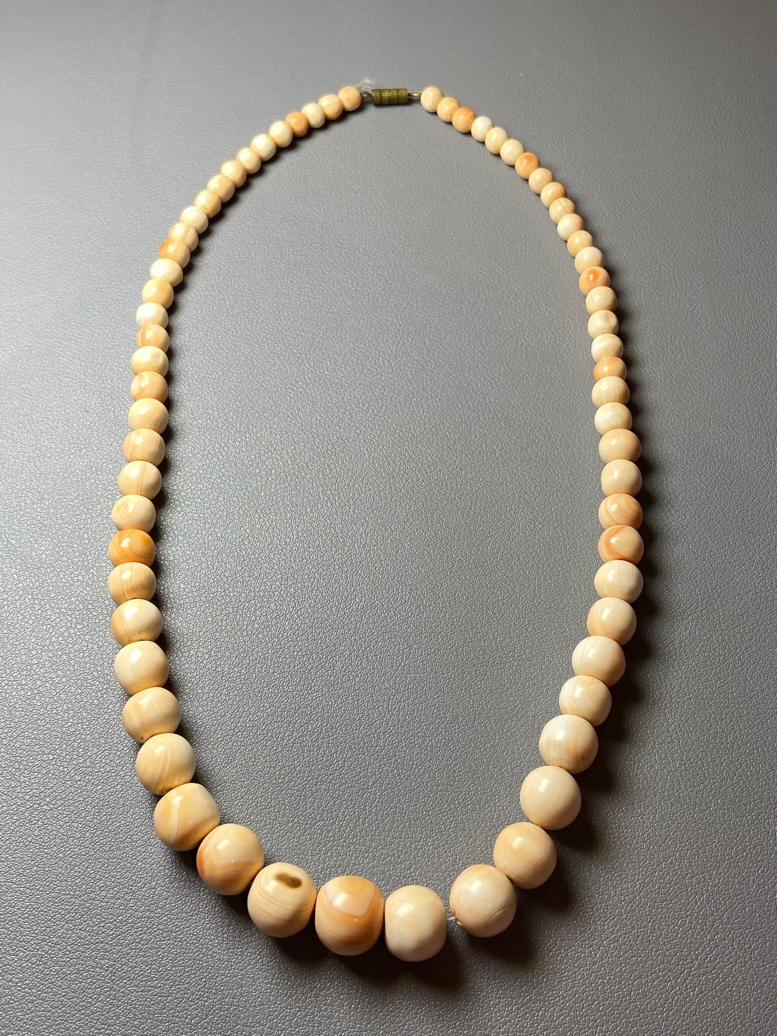 Antique Pink Jadeized Tridacna Fossil Beads Necklace ???????????? - 5