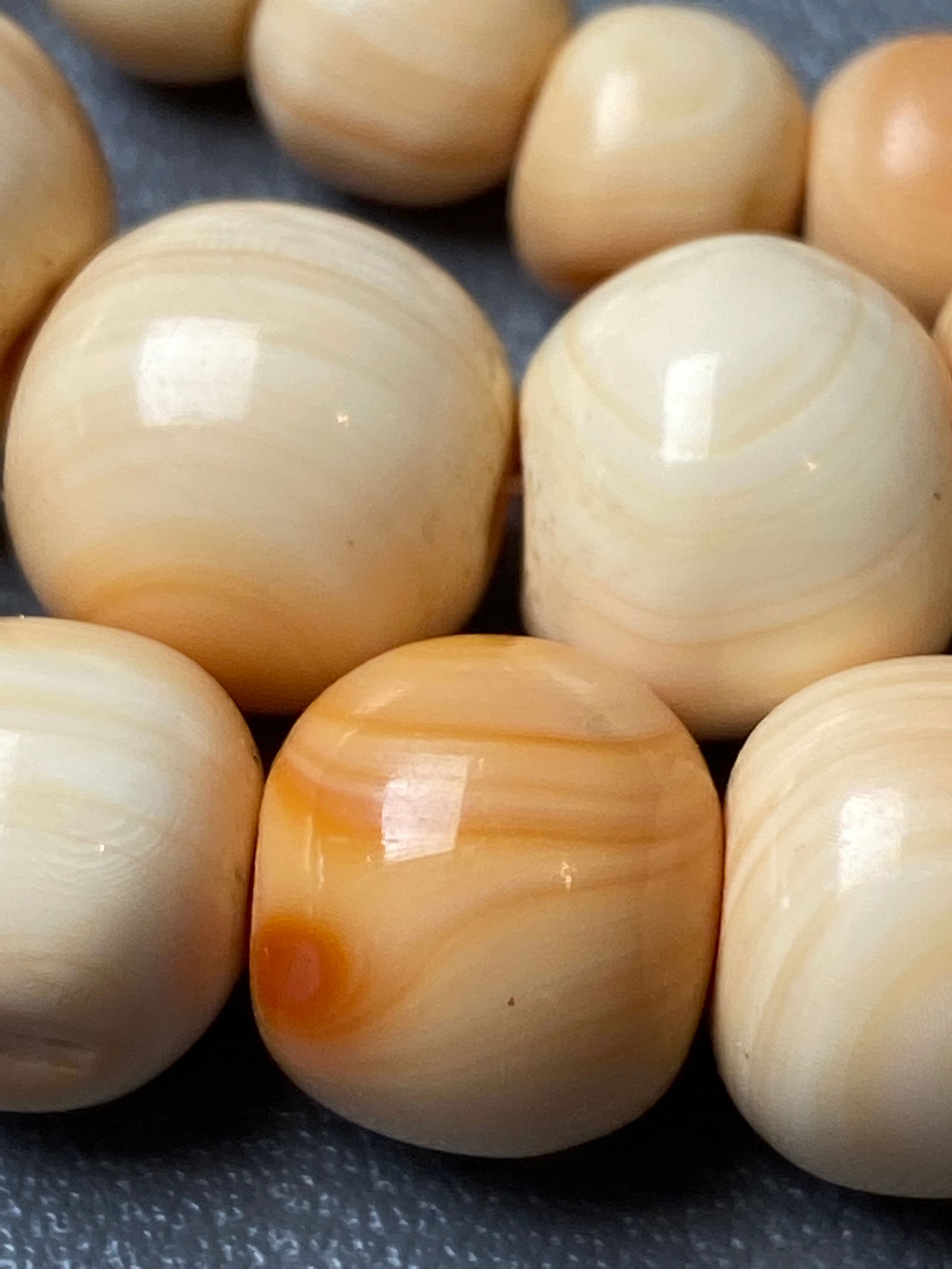 Antique Pink Jadeized Tridacna Fossil Beads Necklace ???????????? - 9