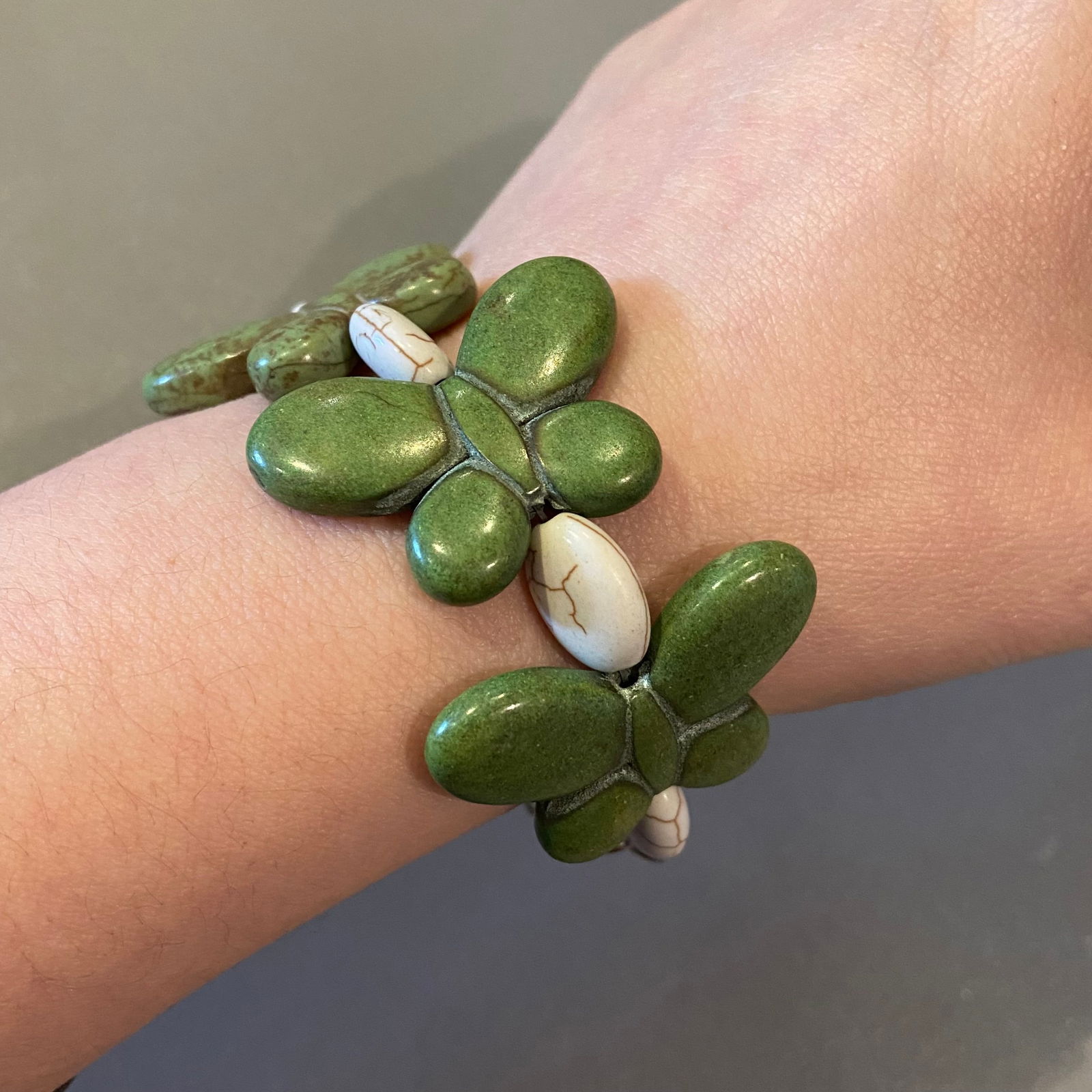 Rare Yakou Mountain green turquoise carved Butterfly Bracelet - 6