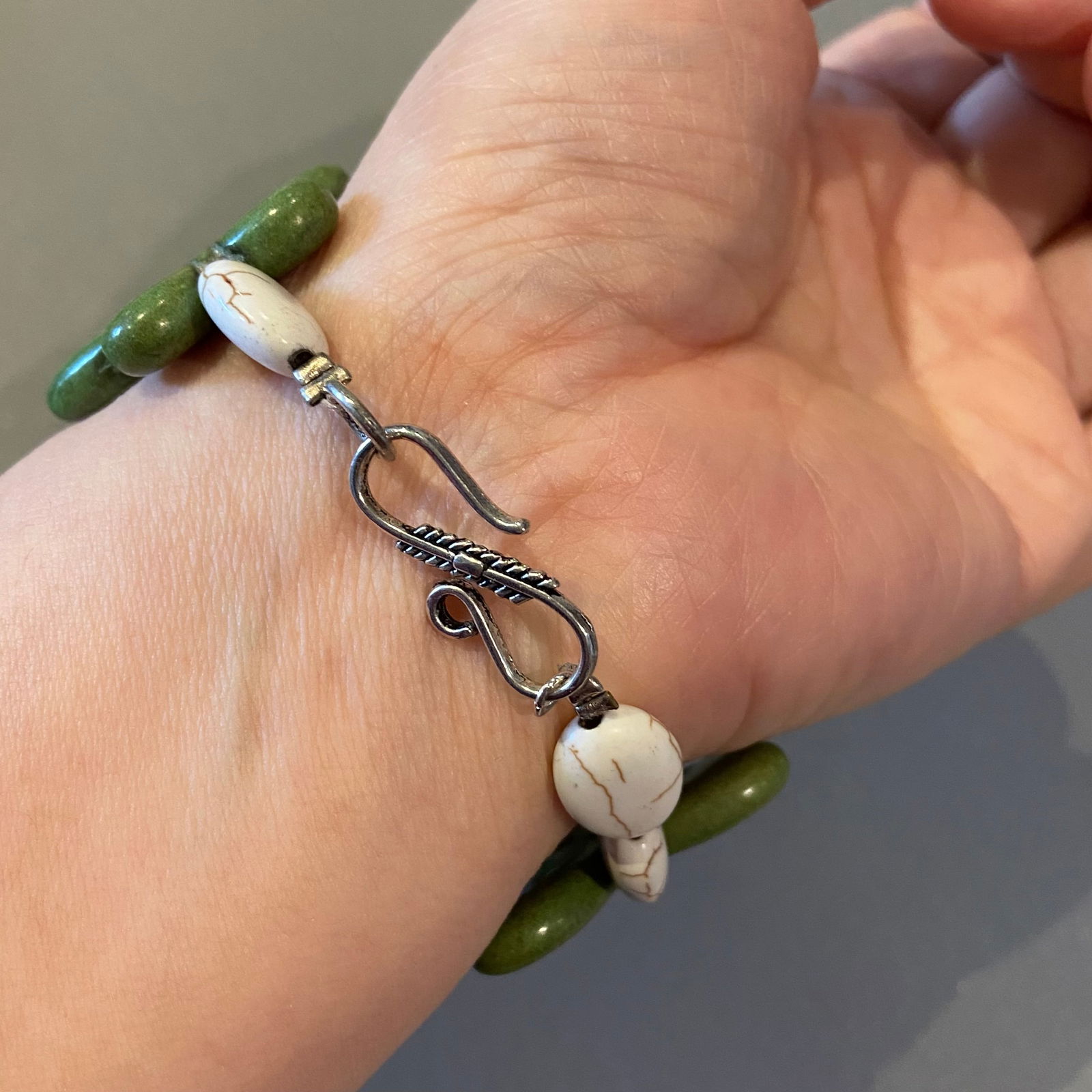 Rare Yakou Mountain green turquoise carved Butterfly Bracelet - 7