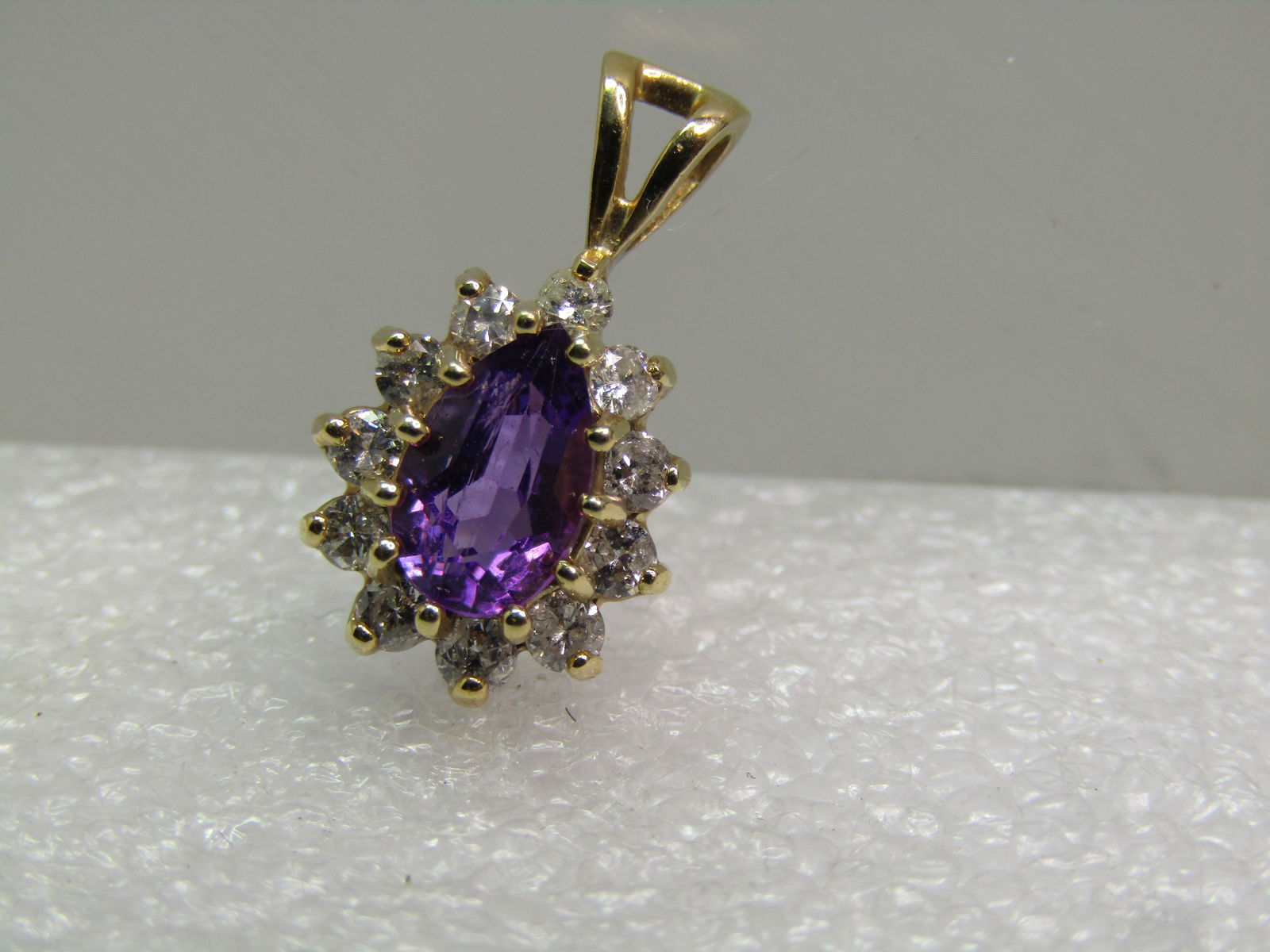 Vintage 14kt Amethyst & Diamond Pendant, Appx. 161 Grams, 1970's-1980's - 2