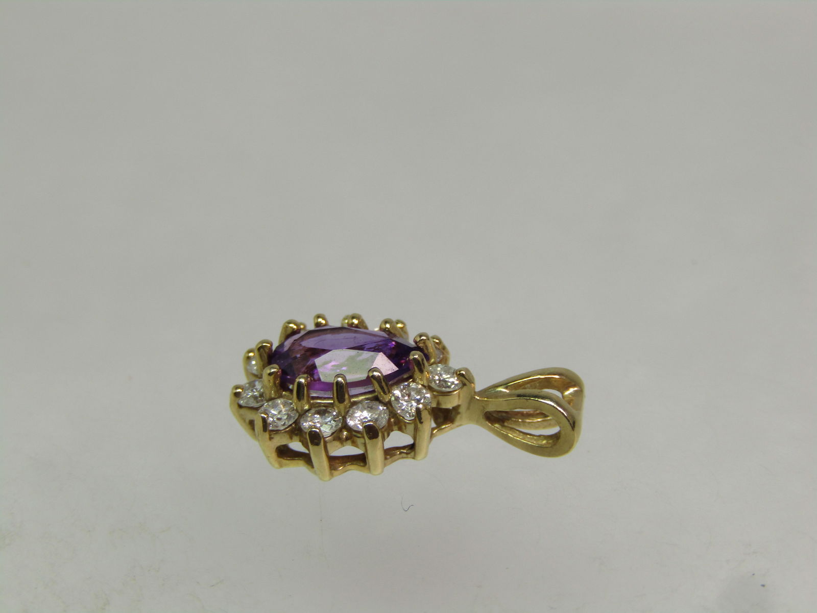 Vintage 14kt Amethyst & Diamond Pendant, Appx. 161 Grams, 1970's-1980's - 6