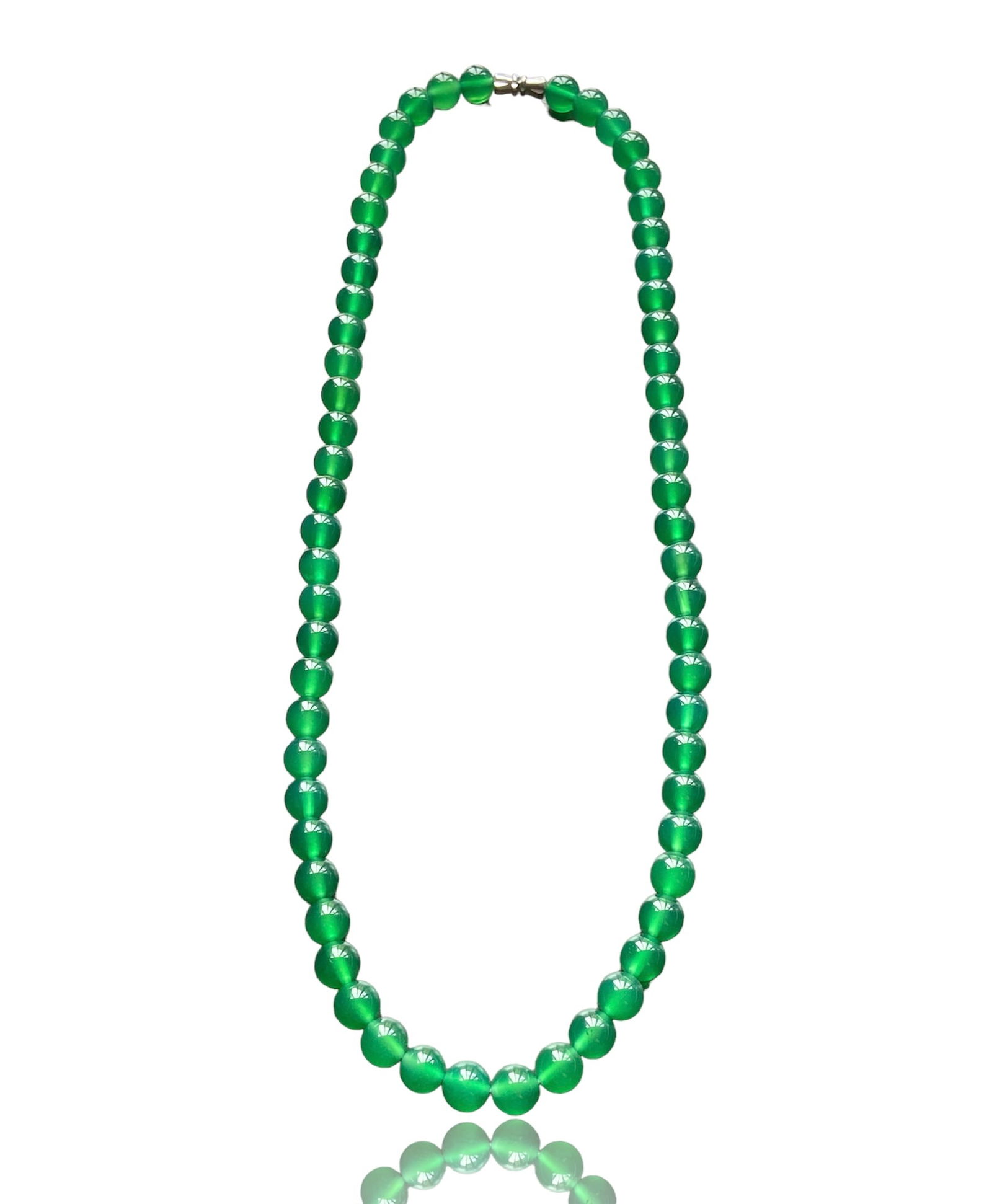 8mm Natural Imperial Green Chalcedony Jade Bead Necklace - 2