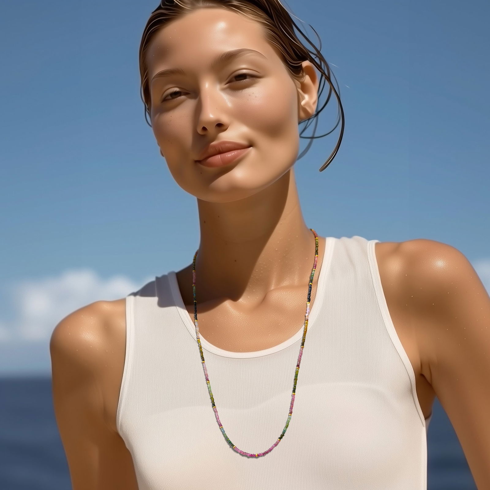 Rainbow Ombre Tourmaline 14k Gold Necklace - 2