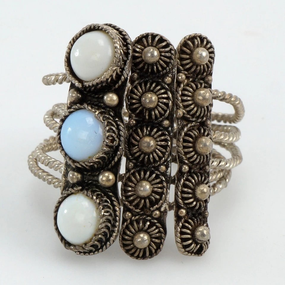 VTG Multiple Wired Silver Statement Ring Sz 8 - 2