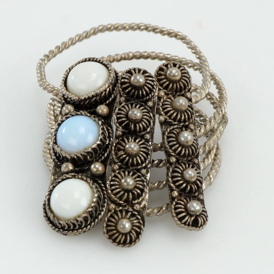 VTG Multiple Wired Silver Statement Ring Sz 8 - 3