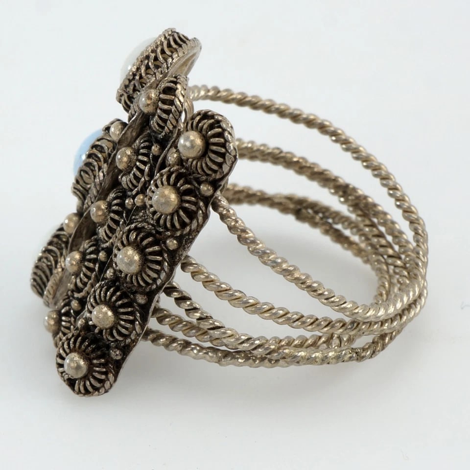 VTG Multiple Wired Silver Statement Ring Sz 8 - 5