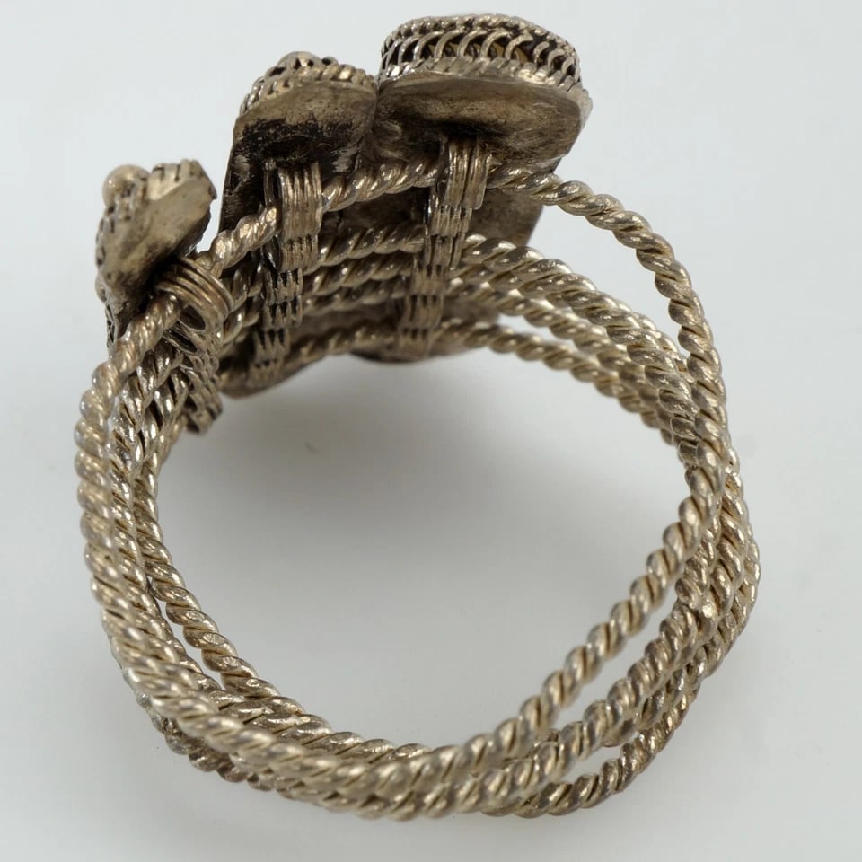VTG Multiple Wired Silver Statement Ring Sz 8 - 6
