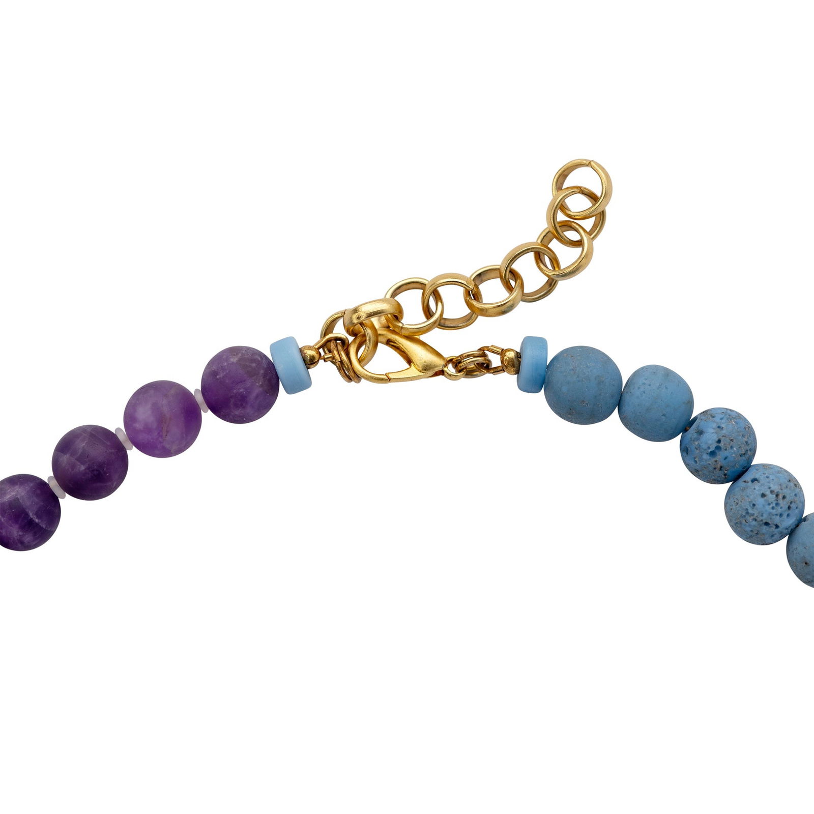 Amethyst & Blue Ceramic Gold Chain Necklace - 3