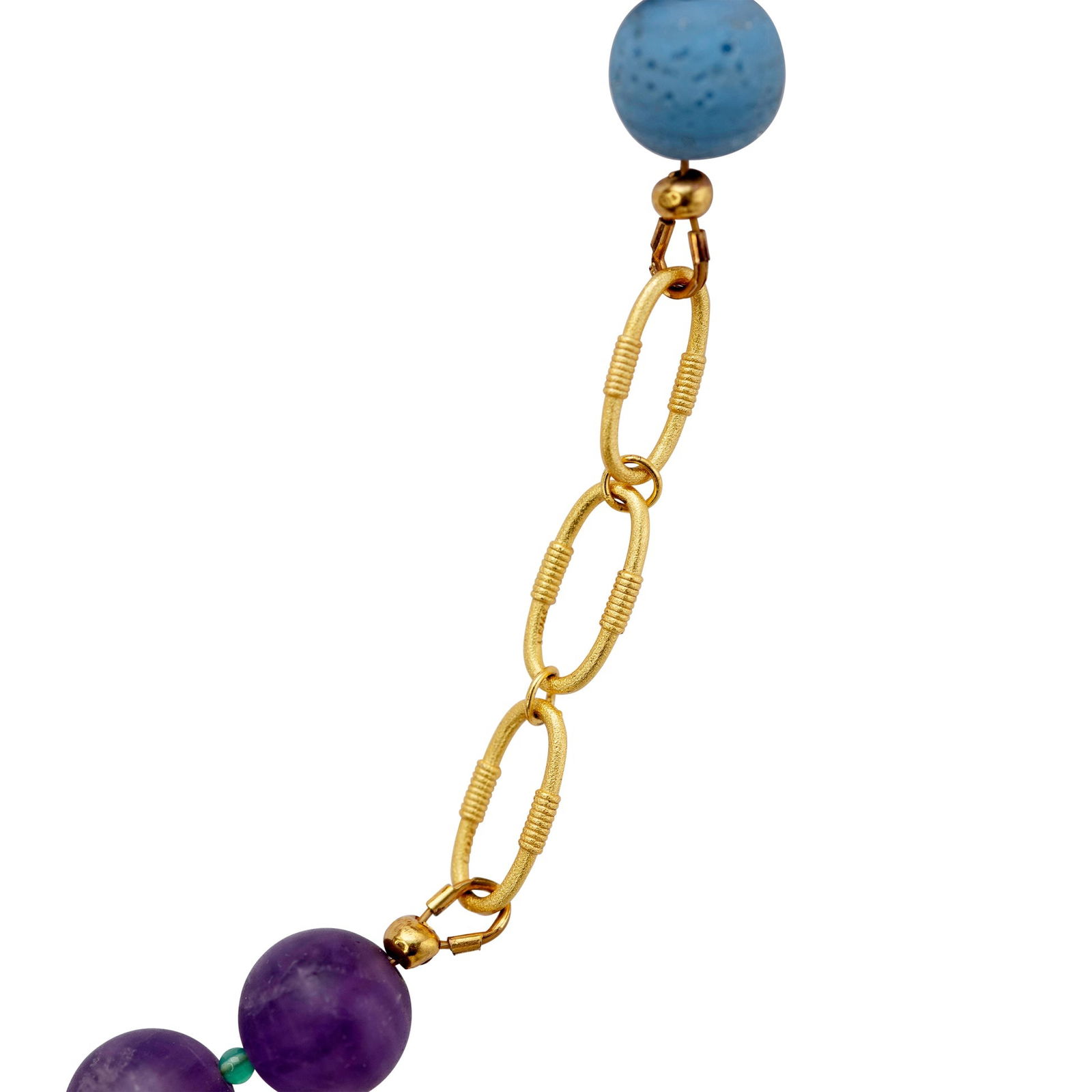 Amethyst & Blue Ceramic Gold Chain Necklace - 4