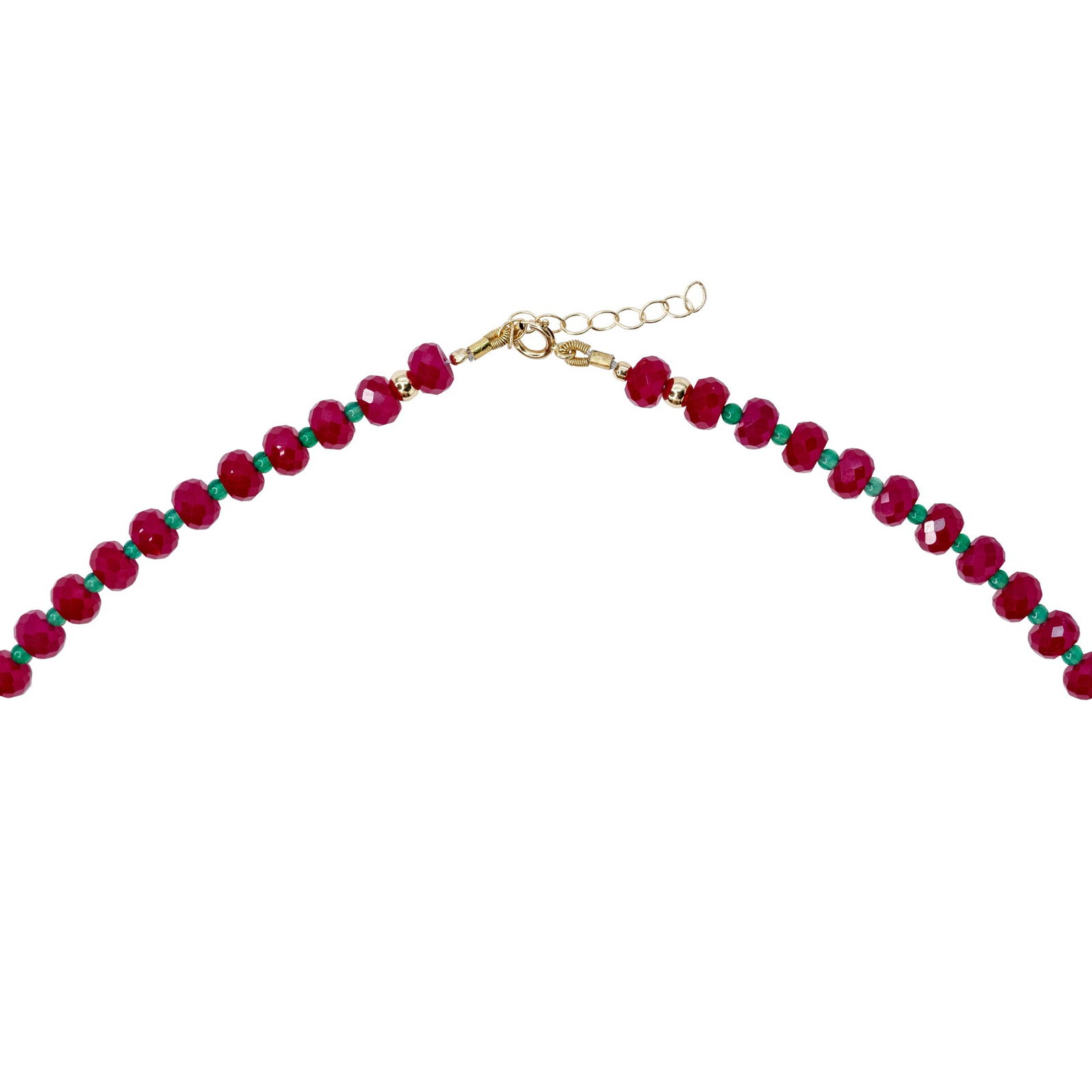 Jumbo Ruby Green Agate Necklace 14K Gold - 3