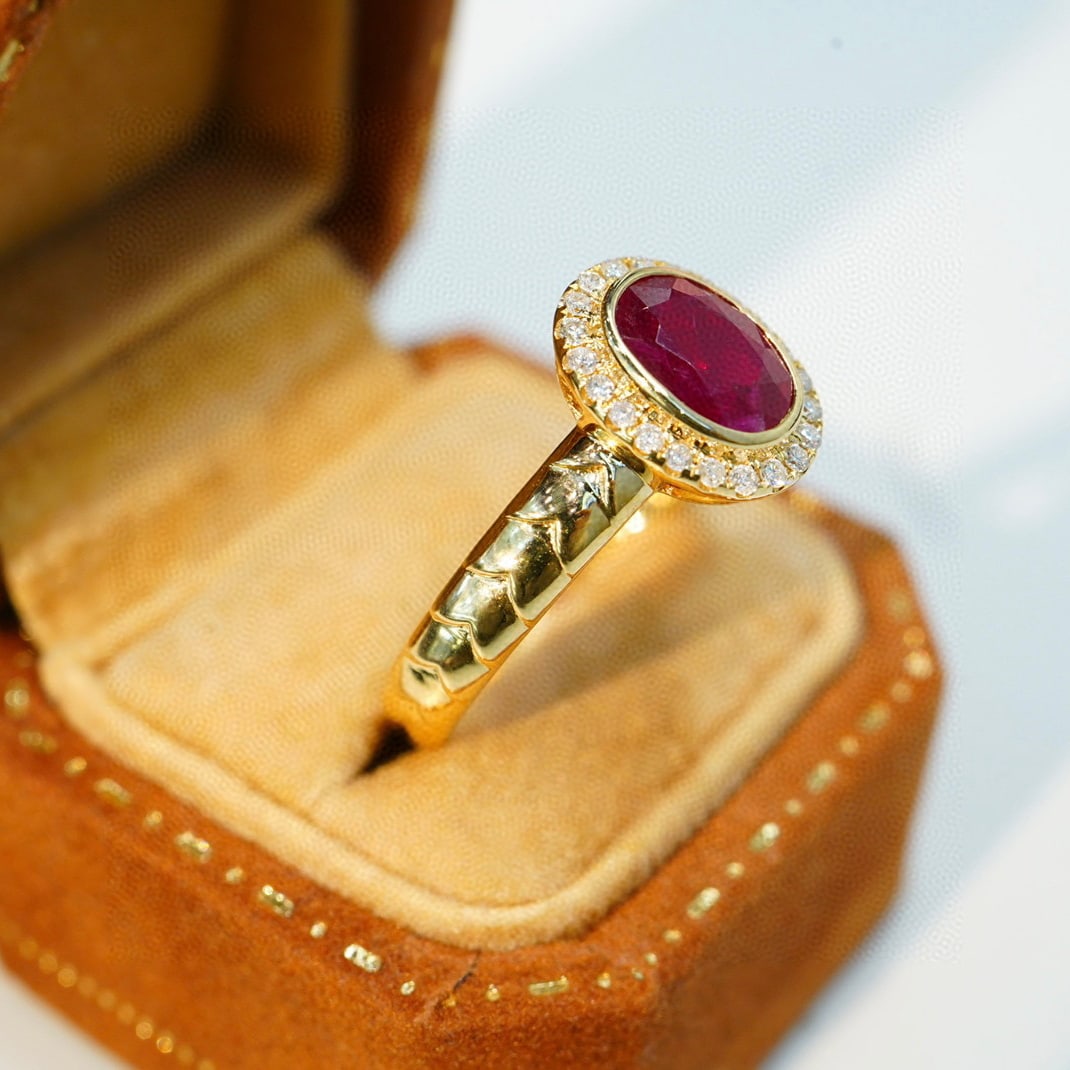 14K GOLD 1.2 CT NATURAL RUBY & DIAMOND RING - 5