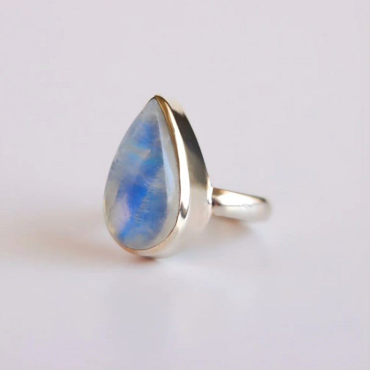 Pear Cut Moonstone Ring in Sterling Silver - 3