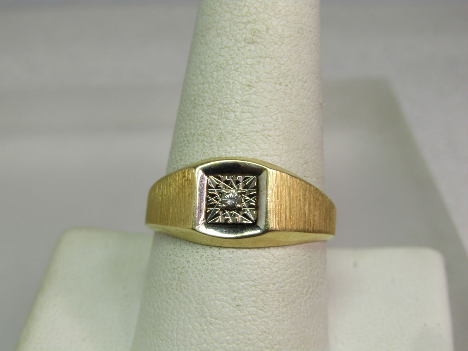 Vintage Men's 14kt Diamond Ring, Two-Tone, Sz. 10, Signed Stylecrest, 1950's (1 of 6)