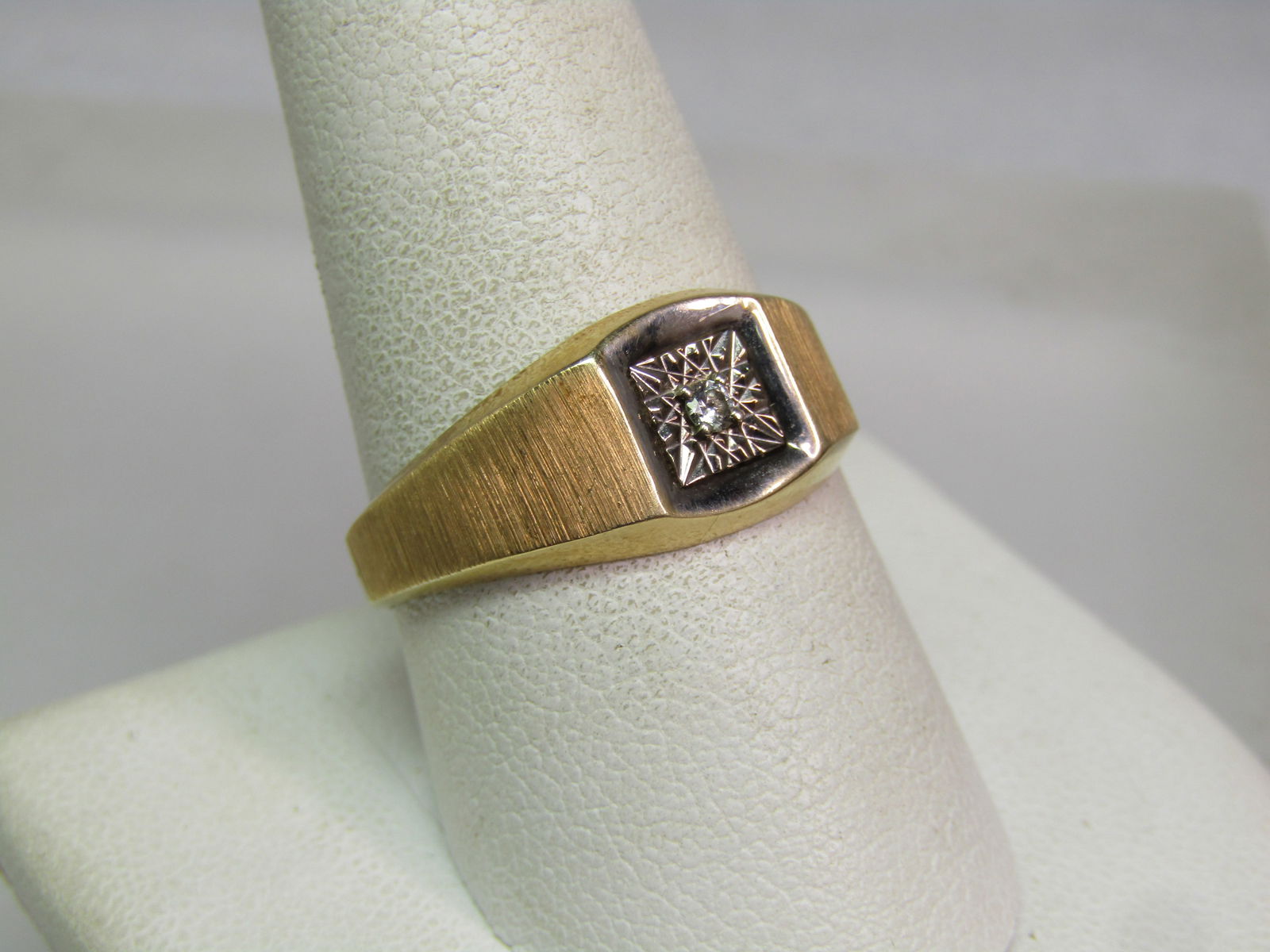 Vintage Men's 14kt Diamond Ring, Two-Tone, Sz. 10, Signed Stylecrest, 1950's - 2