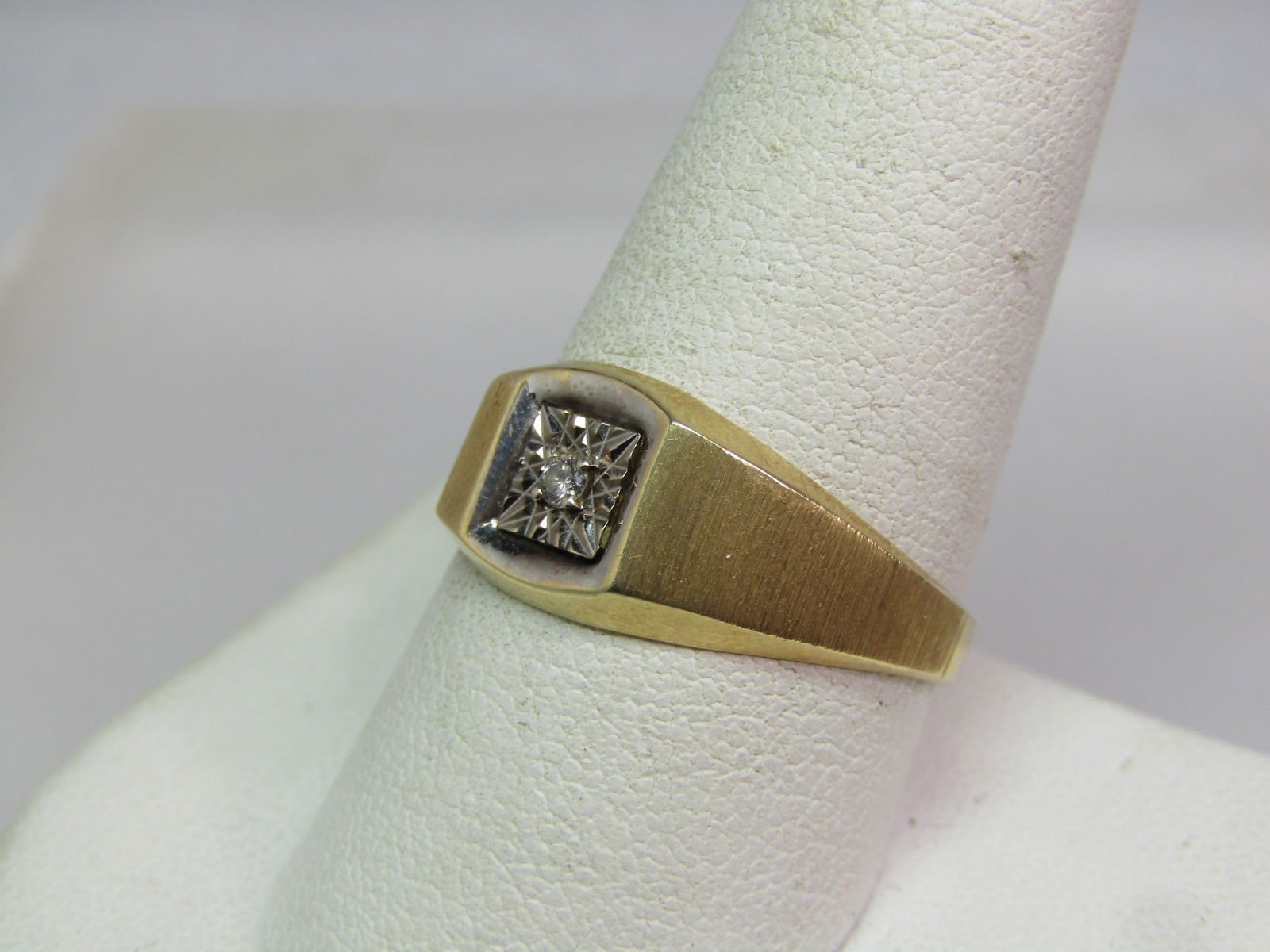 Vintage Men's 14kt Diamond Ring, Two-Tone, Sz. 10, Signed Stylecrest, 1950's - 3