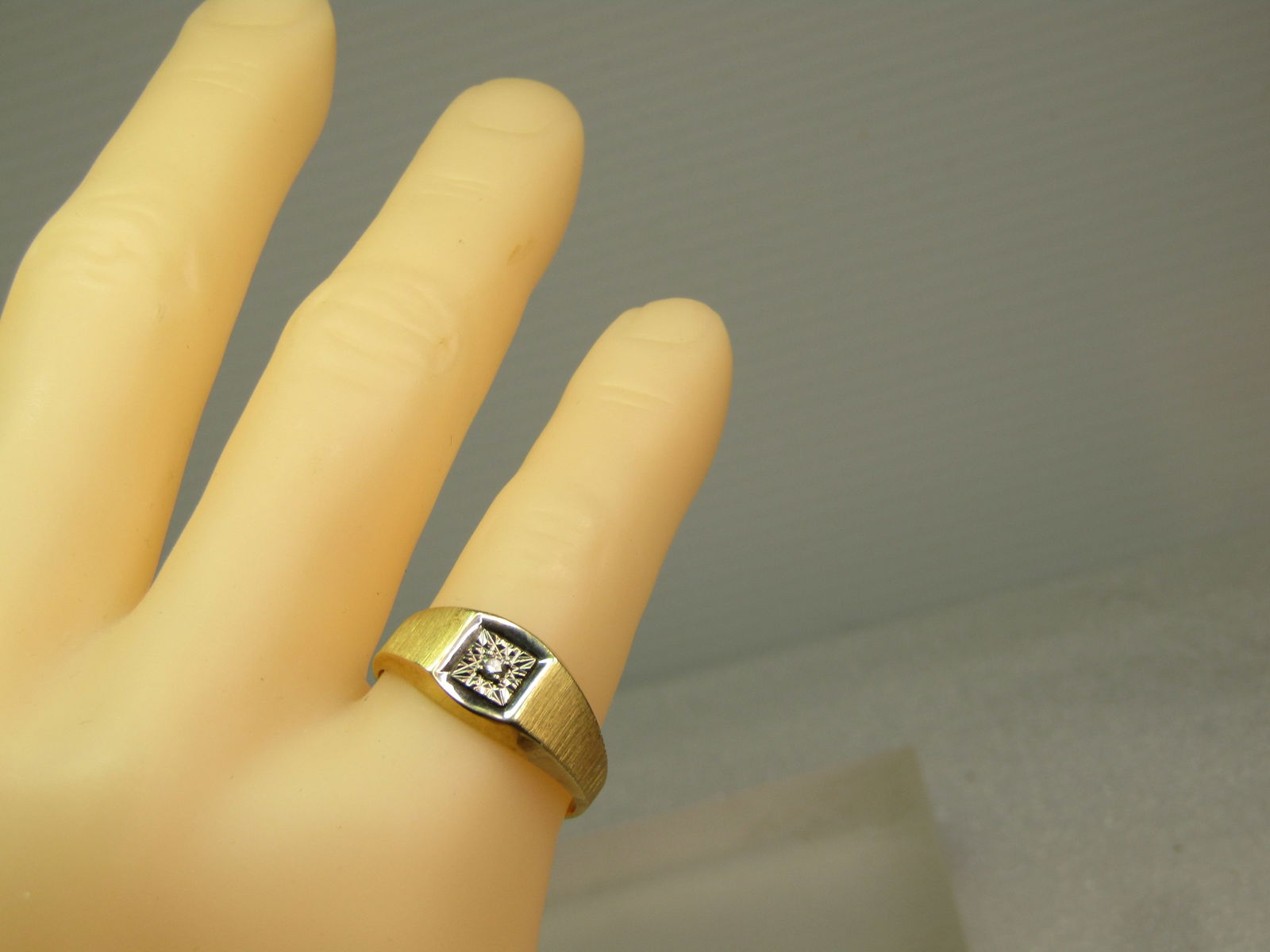 Vintage Men's 14kt Diamond Ring, Two-Tone, Sz. 10, Signed Stylecrest, 1950's - 6